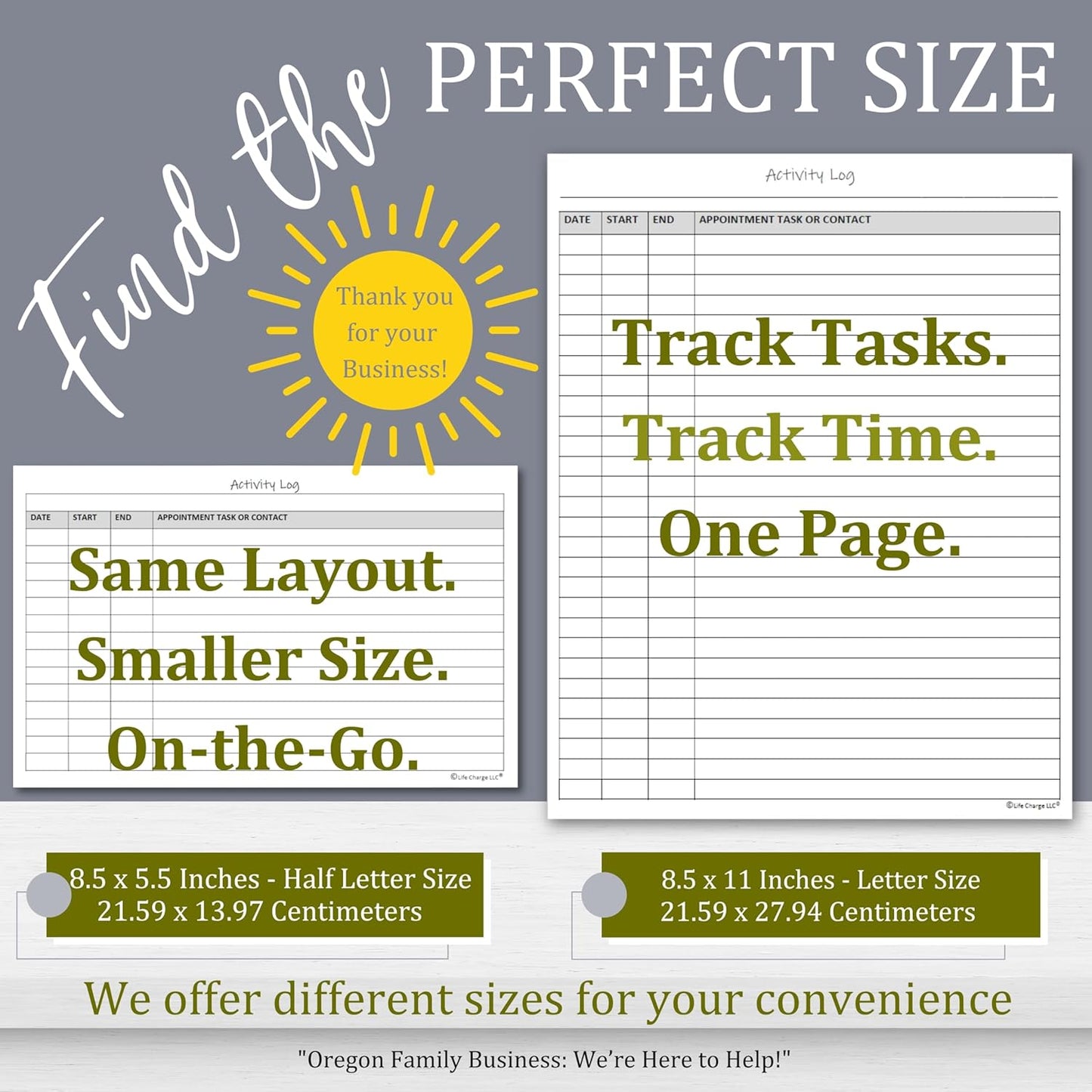 Activity Log Notepads(2 Pack, 50 Pages Each) Pad Planners to List a Task, Action or Contact. A Versatile Work Tool to Track Time & Office Productivity. 8.5 X 5.5, A5 Sheets. Made in the USA.