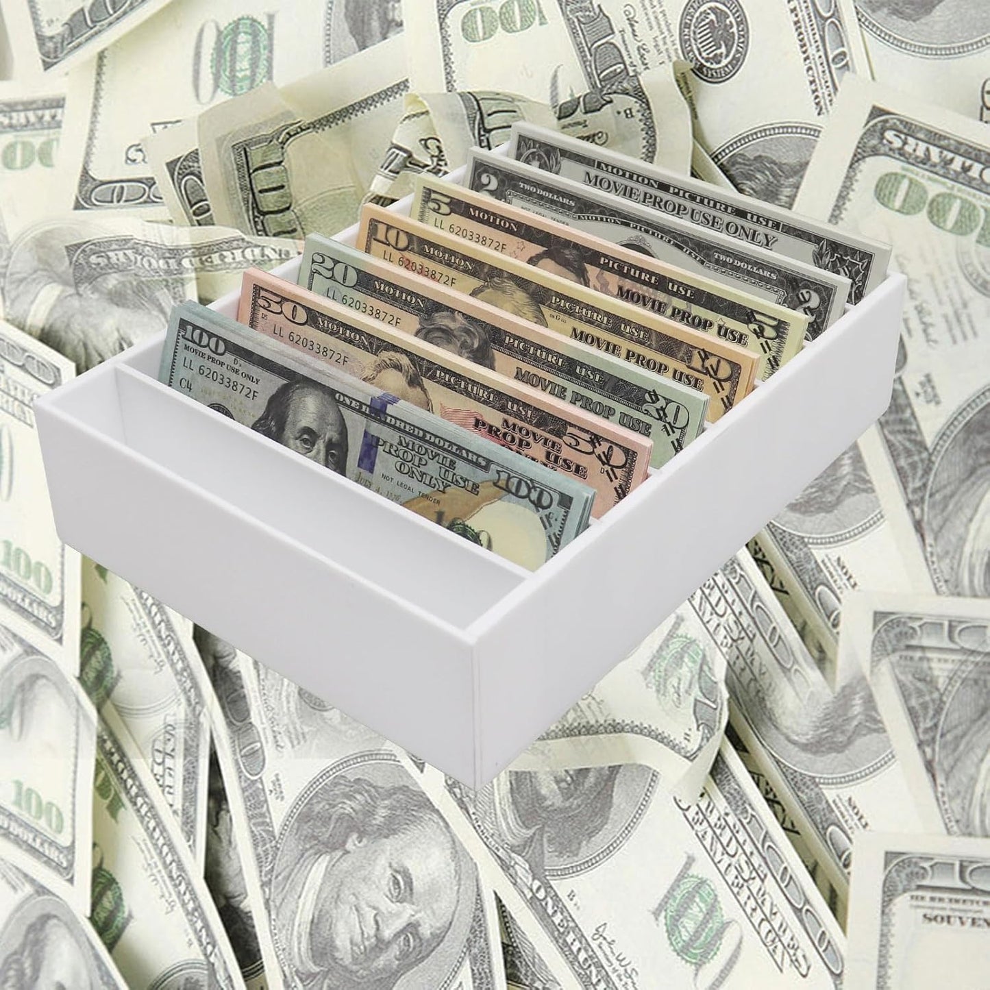 Money Organizer for Cash, 8 Compartment White Acrylic Money Holder, Cash Tray, Cash Box, Cash Organizer for Bills