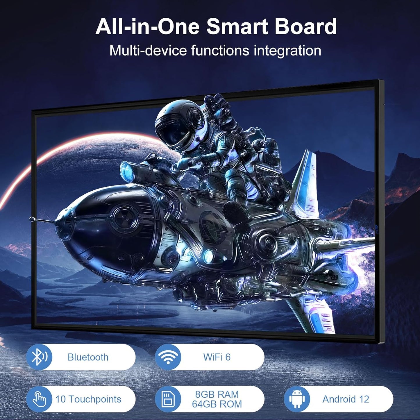 49" Digital Interactive Smart Boards, Electronic Whiteboard with Android OS & Screen Mirroring, Built-in Annotation & Live Streaming, Touch-Ready for Classroom Office Home (Board Only)