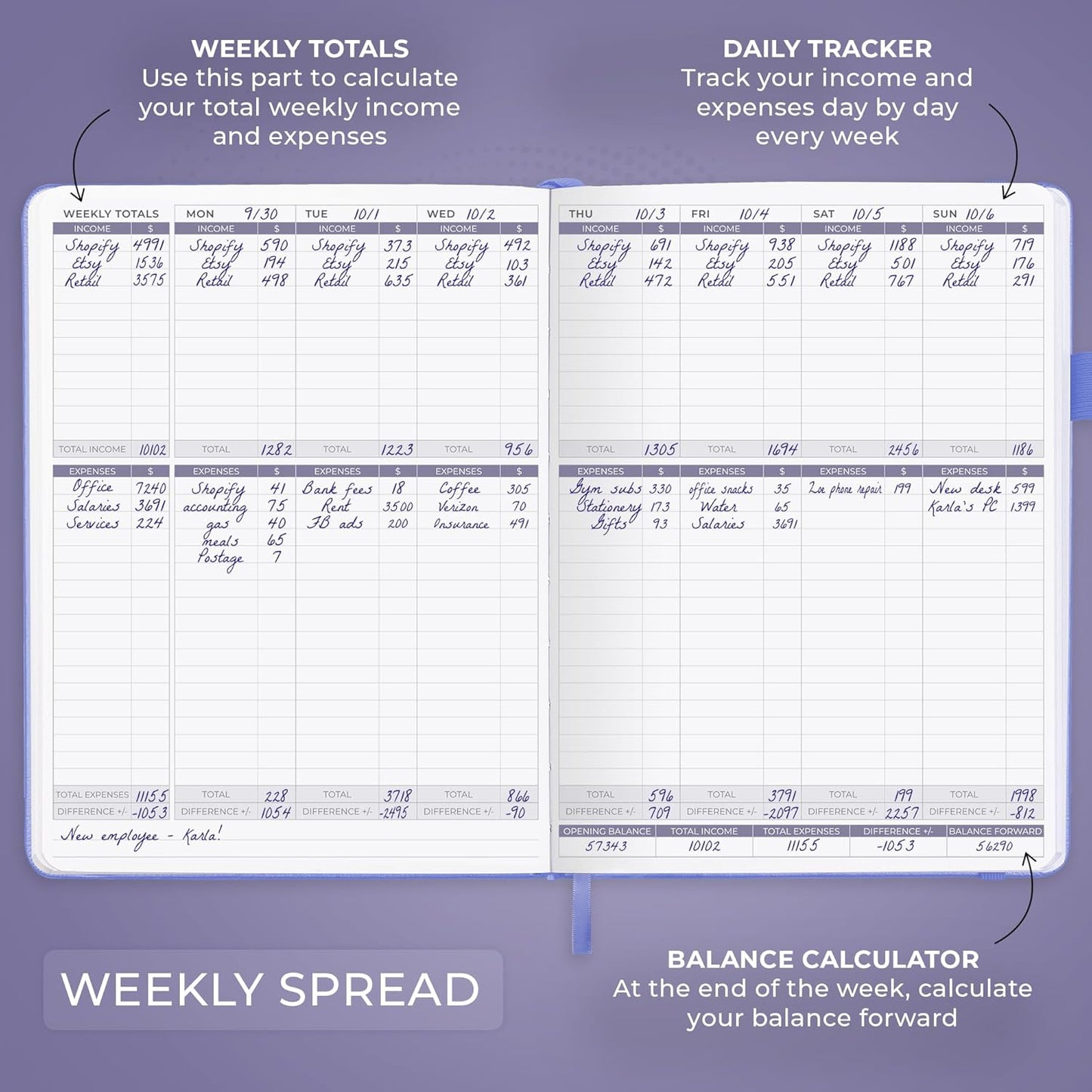 Clever Fox Income & Expense Tracker Large – Accounting & Bookkeeping Ledger Book for Small Business – 2-Year Record Notebook, A4 (Lavender)