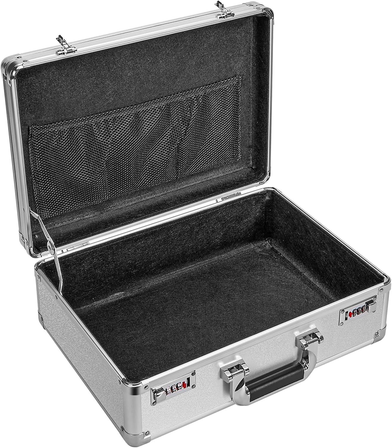 File Organizer Storage Box - 18.8 x 14.5 x 6.2 Inch X-Large, Portable Locking Storage Totes with Dual Combination Locks, Lock Boxes for Personal Items, Cash, Briefcase - Silver