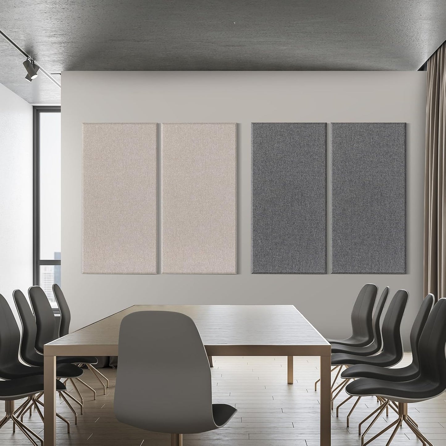 2” Thick Acoustic Panels with Hanging Hardware, 2 PCS 47.2” x 23.6” Fiberglass Sound Absorbing Panels for Home Theater Church Office Wall, Linen