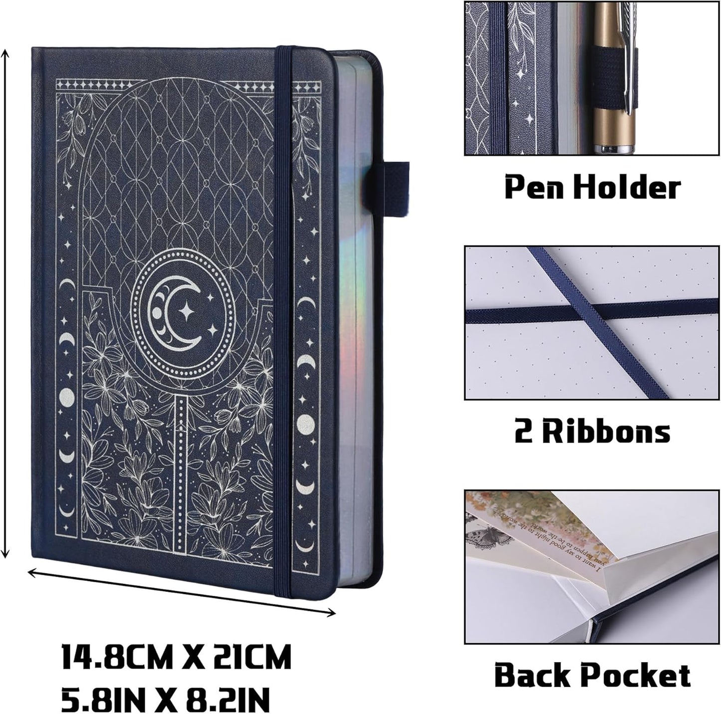 TIEFOSSI Bullet Dotted Journal Notebook, 160gsm 256 Numbered Thick Paper, A5 Hardcover Dotted Grid Diary for Women Men Work Writing, Bullet Dot Journaling, Drawing, 5.8 x 8.3 in