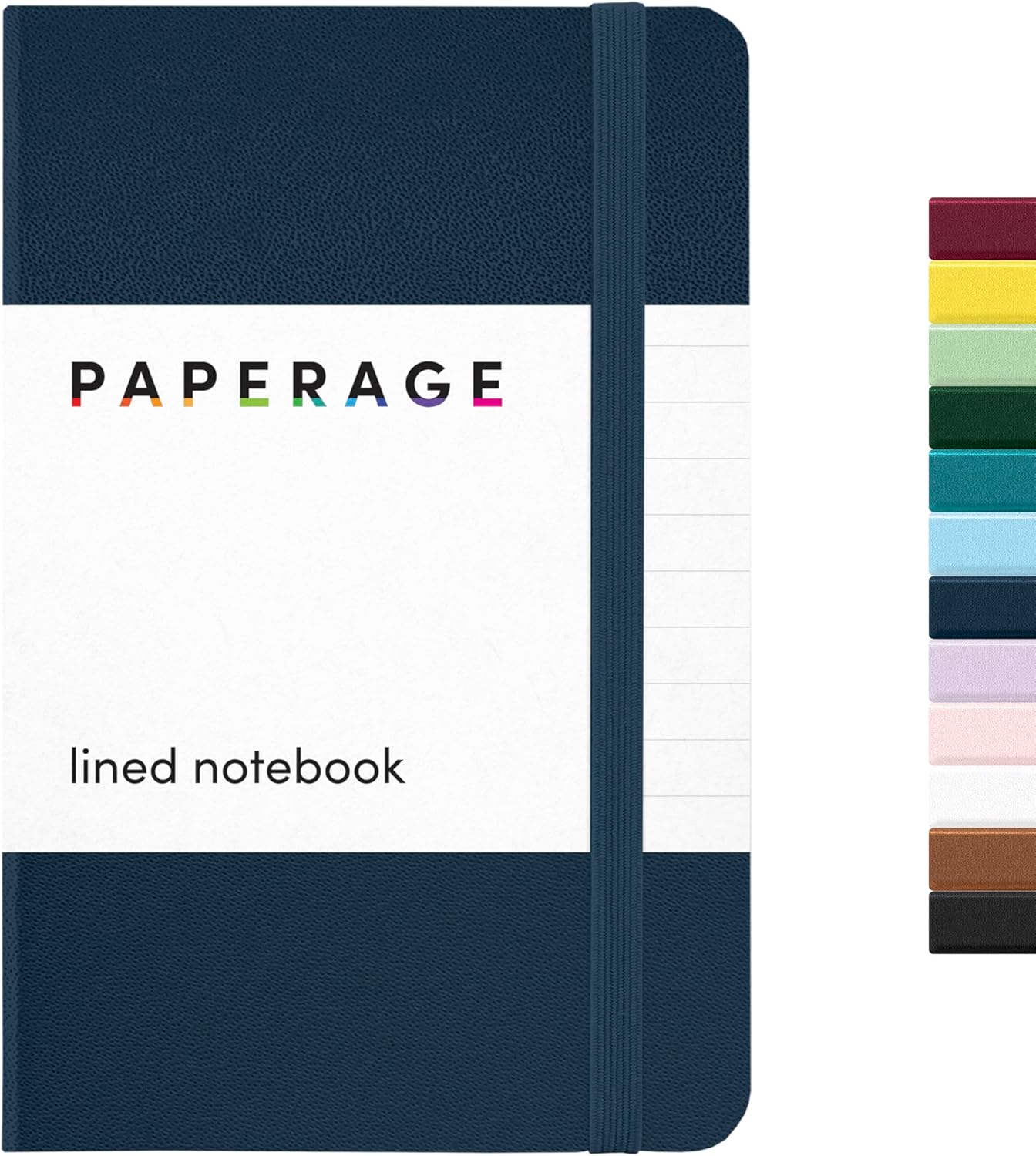 PAPERAGE Lined Pocket Journal Notebook, 1 Pack, (Navy), 160 Pages, Small, 3.6 inches x 5.6 inches - 100 GSM Thick Paper, Hardcover