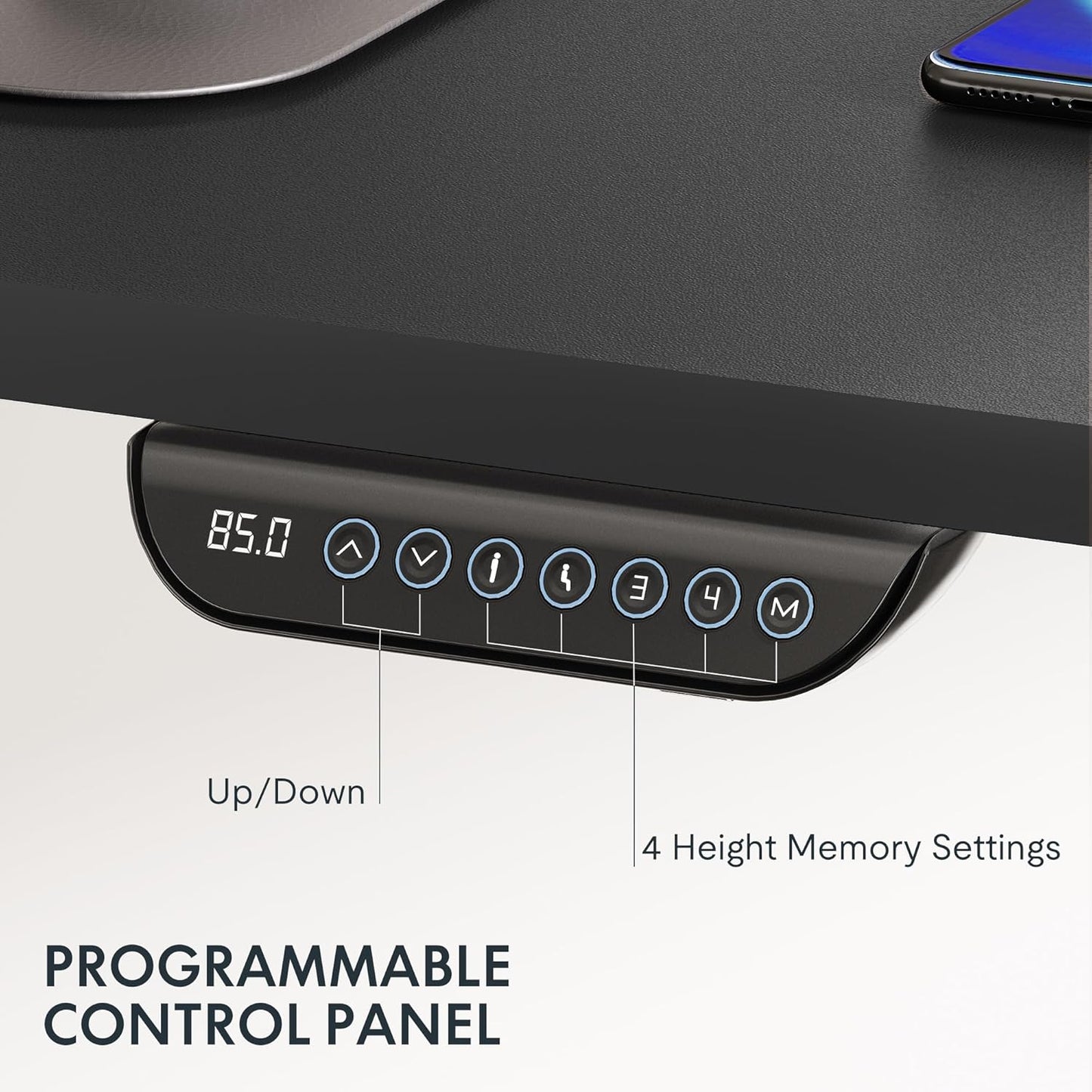 FLEXISPOT E6 MAX Dual Motor 3 Stages Standing Desk 48x30 Inch Whole-Piece Board Electric Height Adjustable Stand Up Desk 150KG Load Capacity(Black Frame + Black Desktop)