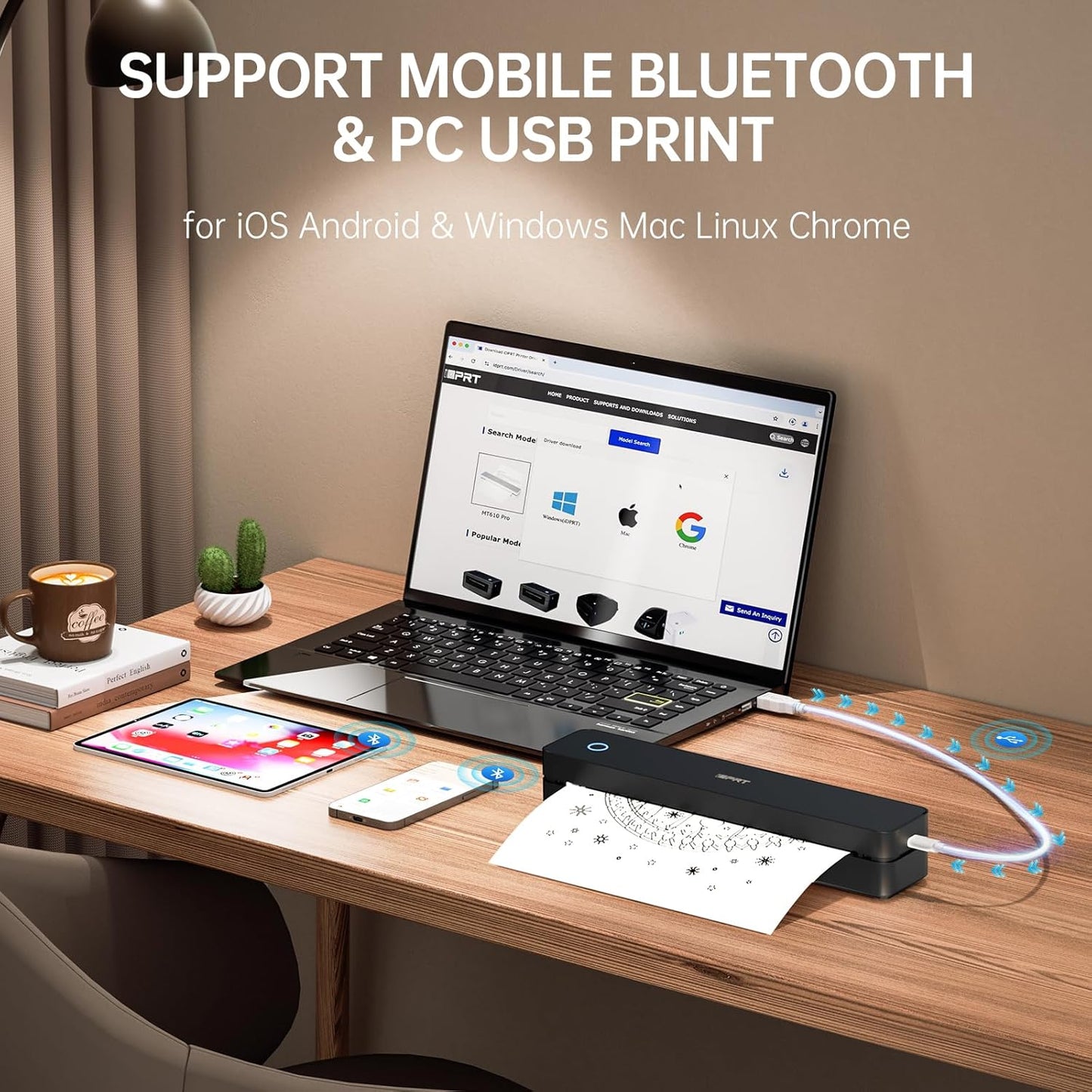 iDPRT MT610 Portable Thermal Printer, Mobile-Travel-Printers, Inkless-Wireless-Small-Printer for Home Use, Office, Vehicles, Bluetooth Printers Supports 8.5" x 11" US Letter & A4 & A5 Size