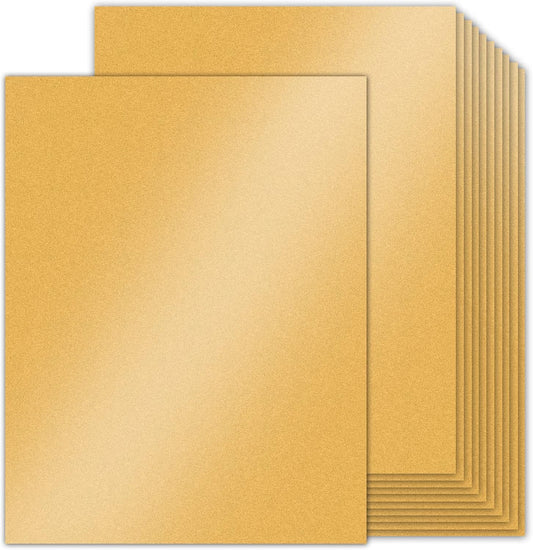 100 Sheets Gold Shimmer Cardstock 8.5 x 11 Metallic Paper, Goefun 80lb Card Stock Pearlescent Paper for Invitations, Birthday, Anniversaries, Card Making