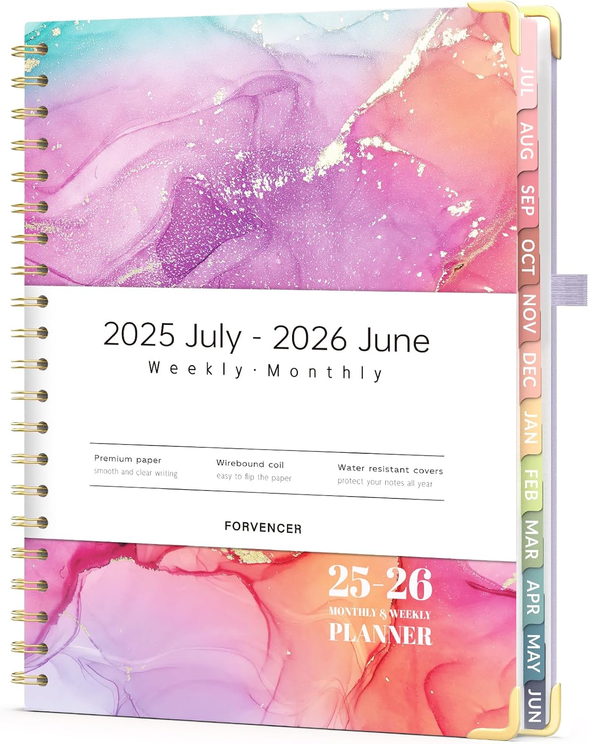 Forvencer Planner 2025-2026 for Women, Academic Year Monthly and Weekly Calendar Planner, July 2025 - Jun 2026, Hardcover Student Teacher Planners Agenda Book with Tabs, 8.5" x 11",Purple