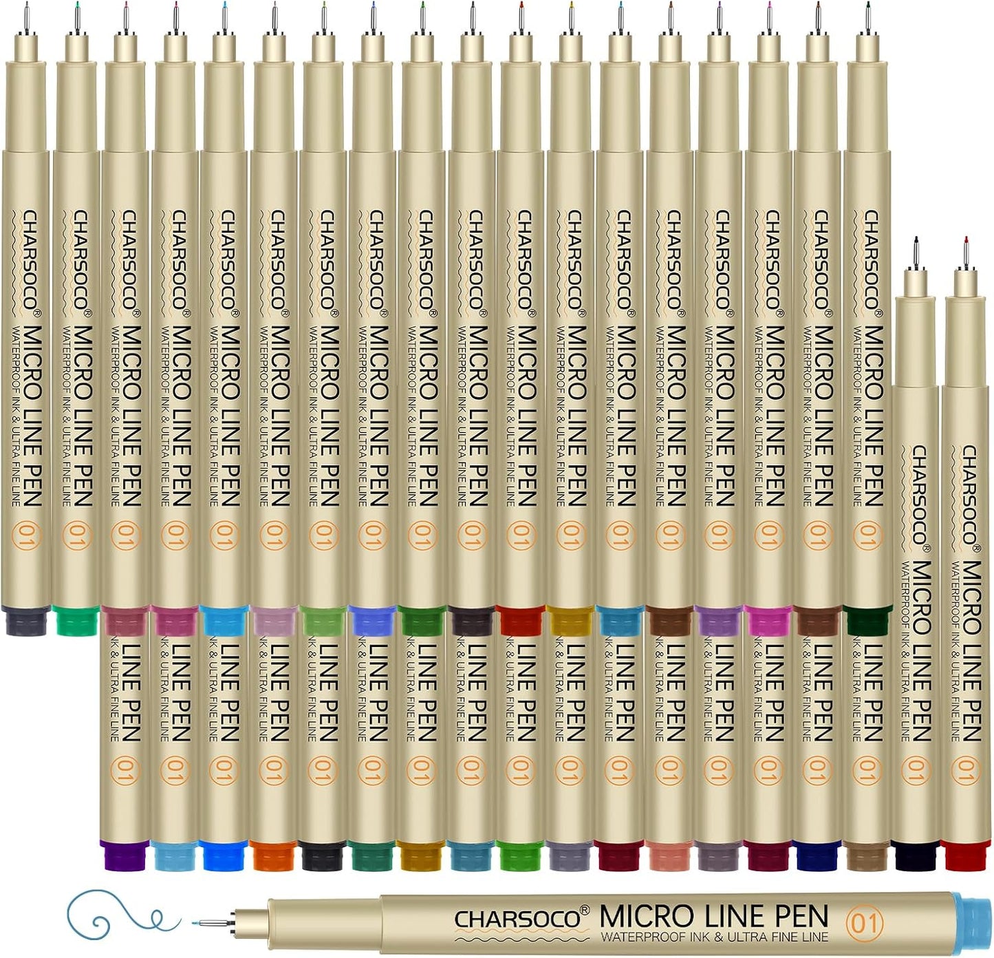 01 Micro Pen, Fine Point Pen with 36 Colors, Waterproof Archival Ink, 0.25mm Fineliner Ink Pens for Artist Illustration, Sketching, Anime, Manga, Technical Drawing and Scrapbooking