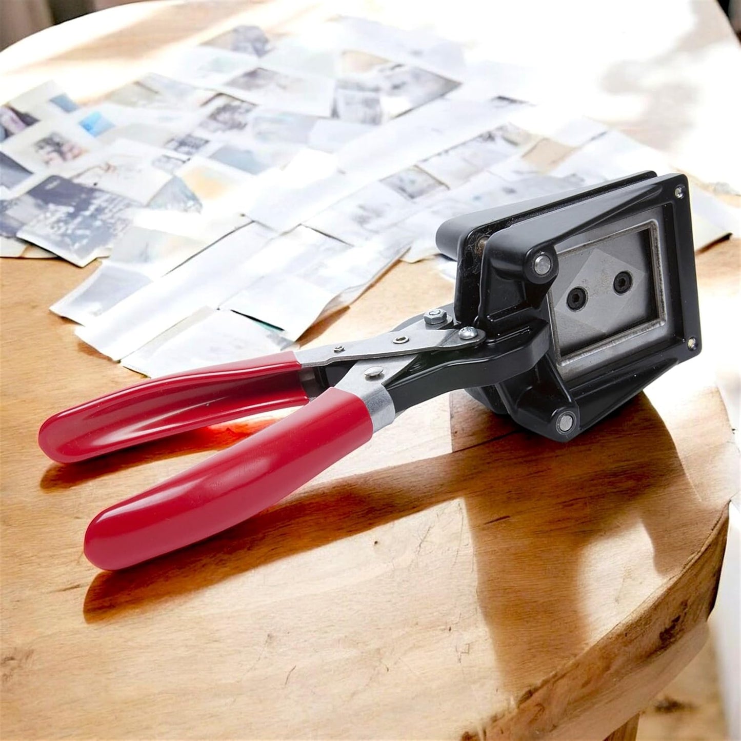 Professional 2''x2'' Passport Photo Cutter – Handheld Metal Die Punch Tool for ID Pictures, Business Cards, and Paper Cutting – Hardened Steel Dies, Office & Family Use (Black)