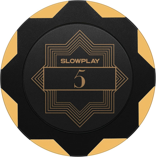 SLOWPLAY Nash Clay Poker Chips, 14 Grams Heavyweight Clay Composite, 40mm Large Chips in Bulk, Pack of 50 with Denomination of 5