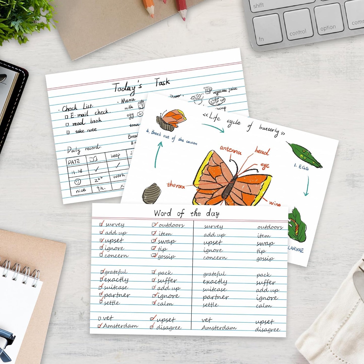 Chell Ruled Index Cards 4x6 Inch Heavyweight, 200 Count, Ruled Front and Blank Back, 65 lb. Cover Weight, White