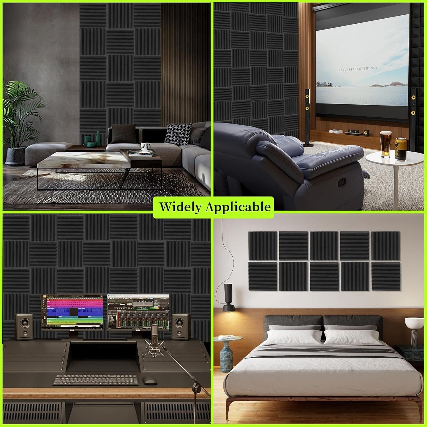 100 Pack Sound Proof Foam Panels for Walls 12x12x1 Inches, Wedges Acoustic Panels Sound Absorbing, Acoustic Foam Panels for Recording Studio, Home, Office, Easy Install, No Adhesive Included