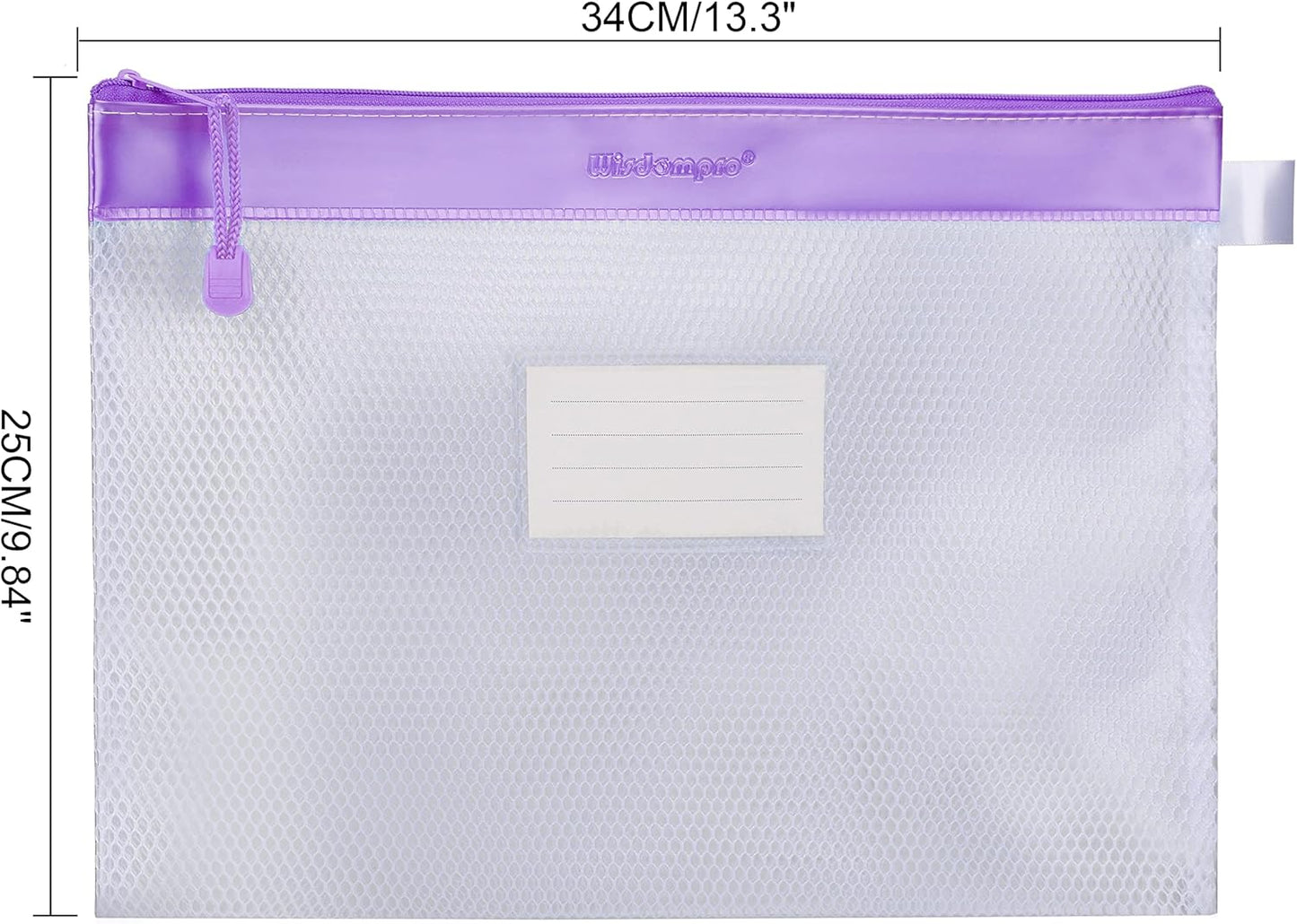 Zipper Pouch, Wisdompro 4 Packs Durable Letter Size Waterproof Mesh File Bag, Document Organizer - Purple