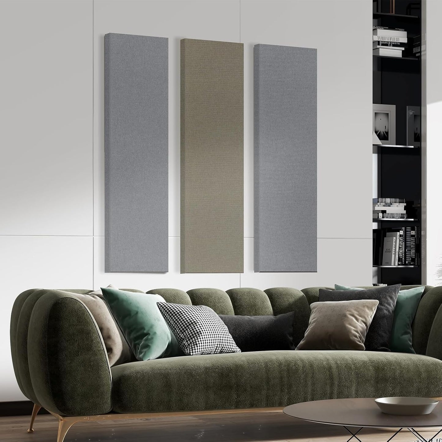 2” Thick Acoustic Panels with Hanging Brackets to the Wall, 2 PCS 47.2” x 11.8” Fiberglass Sound Absorbing Panels for Home Theater Church Office Wall or Ceiling, Light Grey