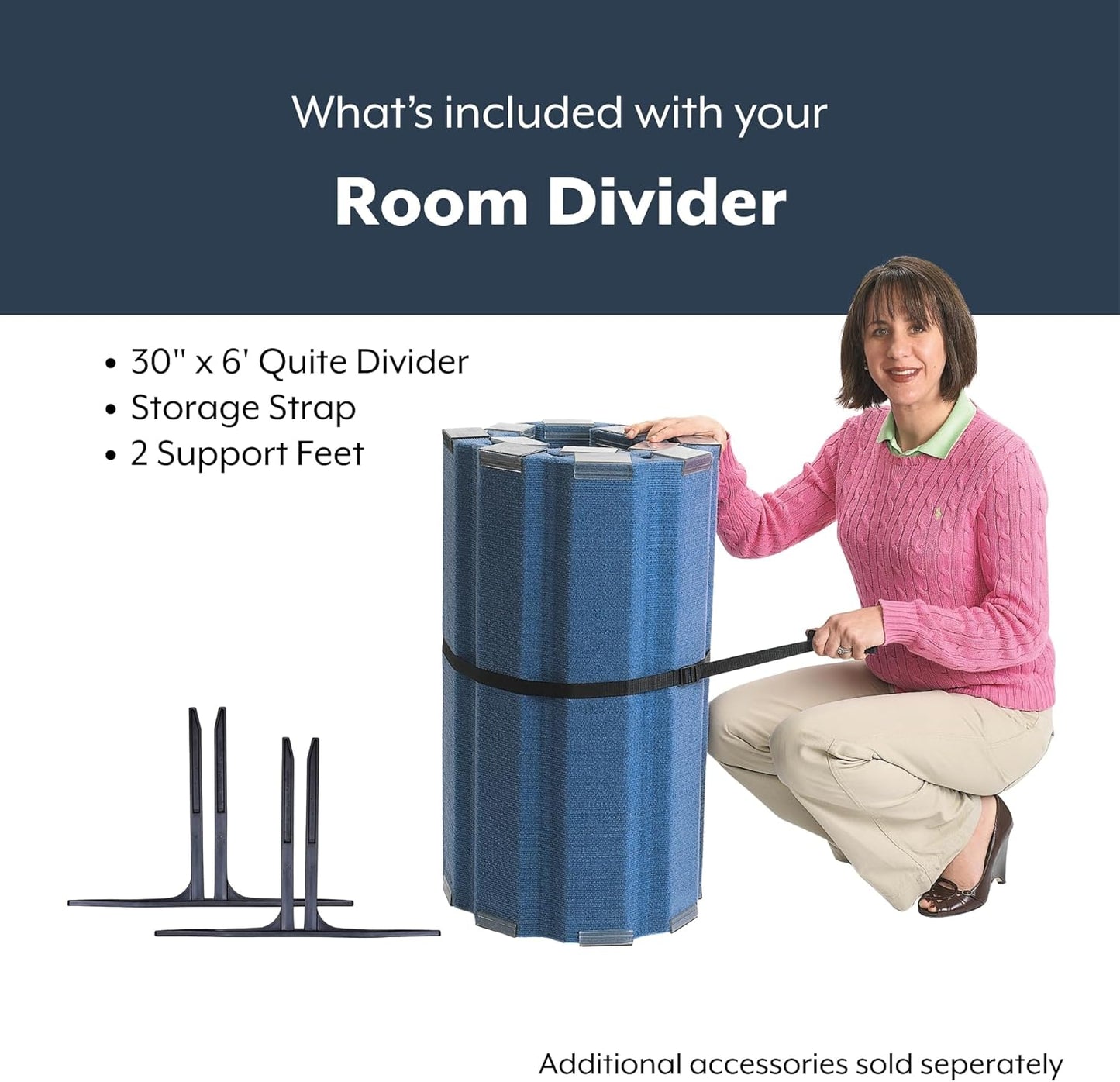 Children’s Factory 30" x 6' Quiet Divider With Sound Dampening Panels, Freestanding Room Divider Wall, Blueberry