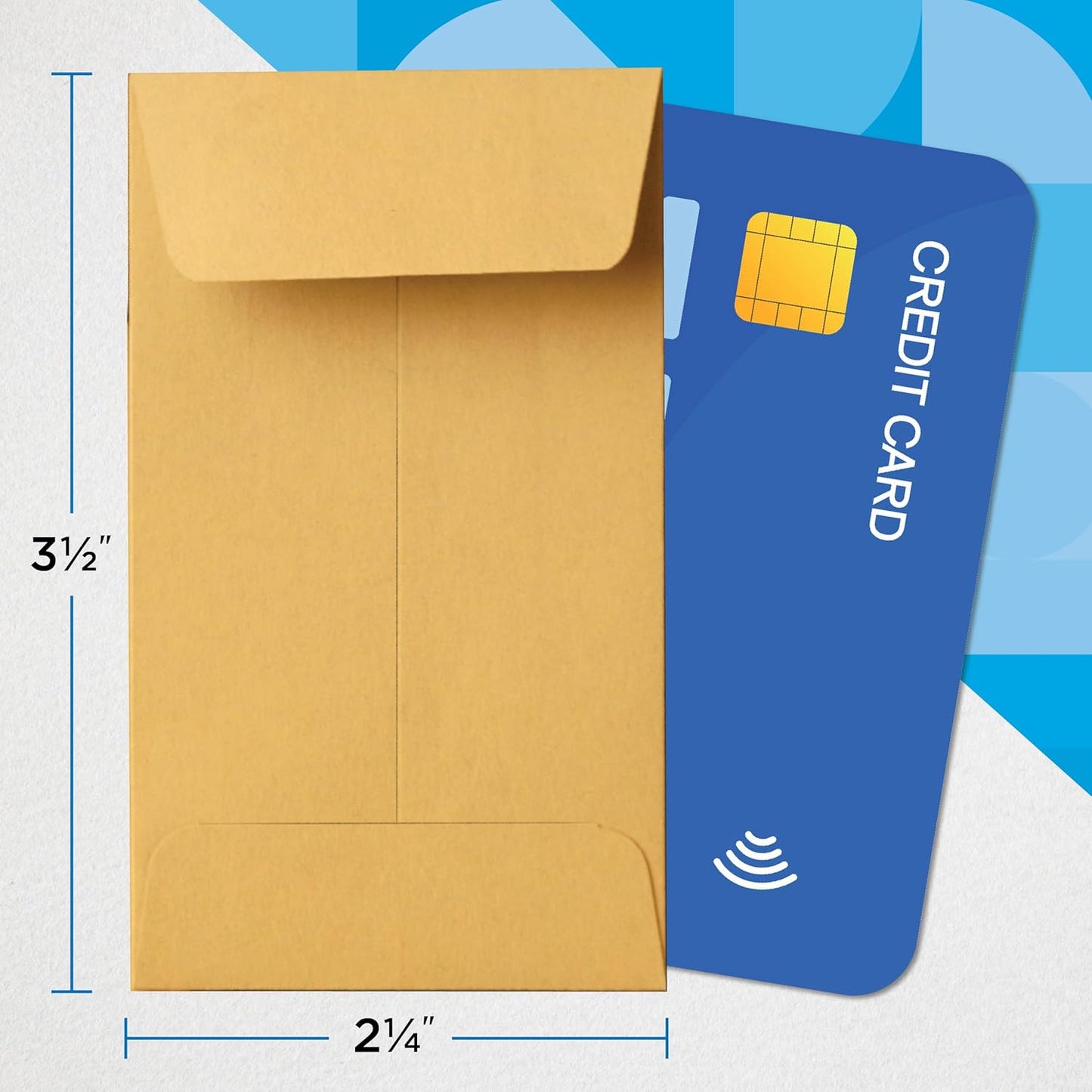 Guardian #1 Paper Coin Envelopes with Gummed Flaps, Pack of 500 Blank Small Envelopes for Gift Cards, Coins, Receipts, Stamps, Small Parts Storage, and More, 2 ¼ Inches x 3 ½ Inches, Brown