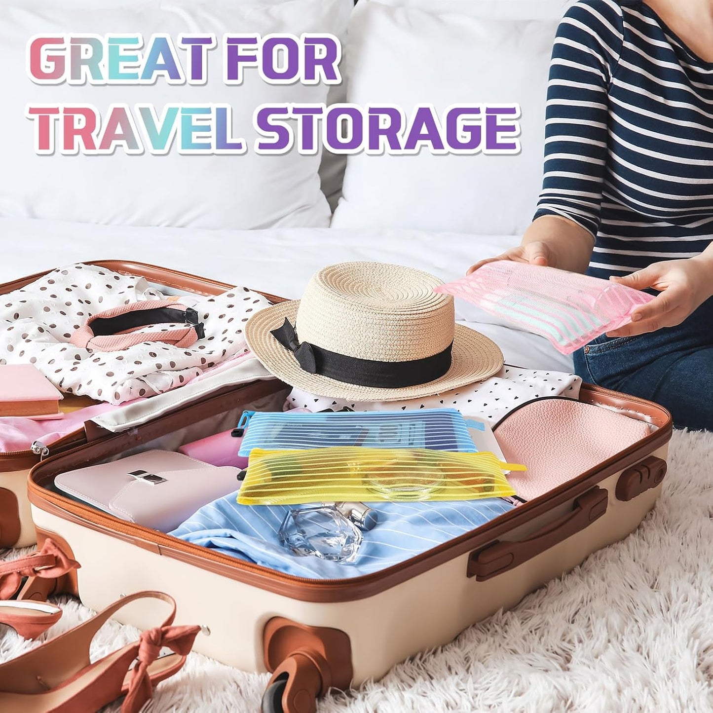 Zhehao 200 Pieces A6 Mesh Zipper Pouch Bulk Mesh Bags with Zipper Waterproof Small Pencil Pouches for School Office Supplies Organization 9.4 x 4.5 Inches (Bright Colors)