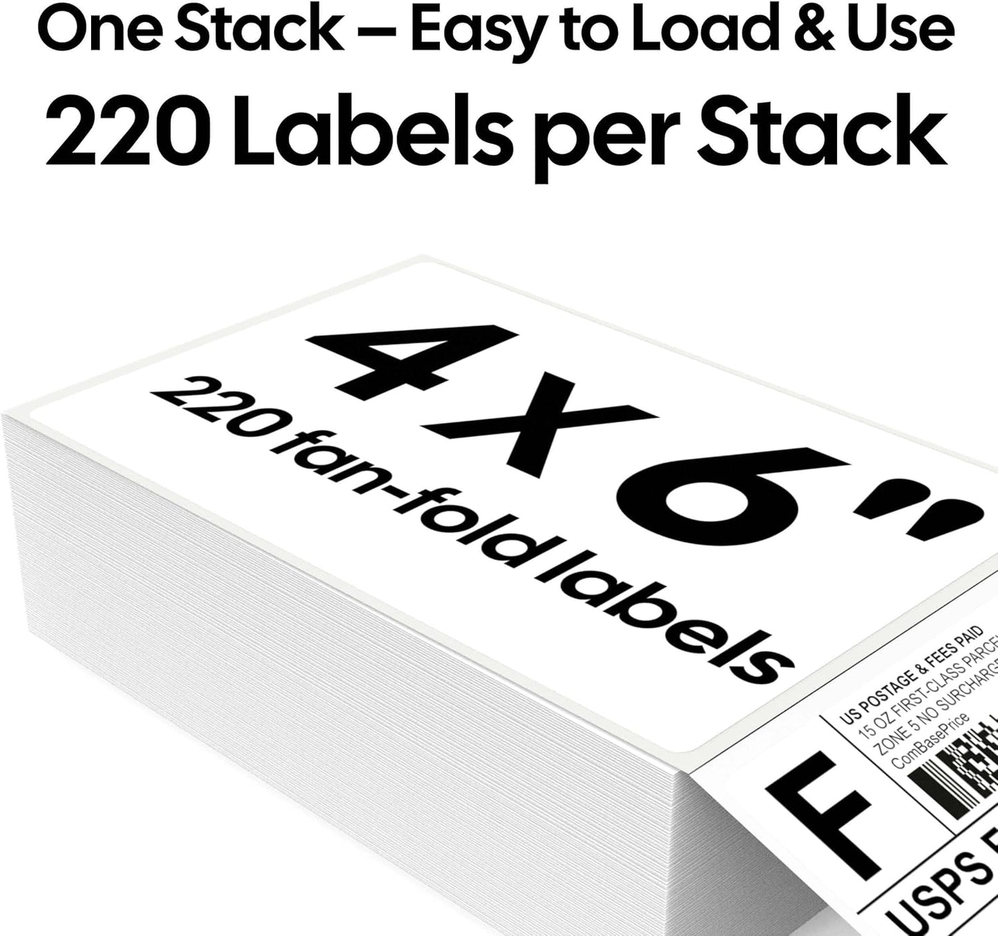 4x6 Thermal Labels, 220 Fanfold Labels, Perforated & Strong Adhesive, Compatible with Direct Thermal Printers for USPS UPS FedEx DHL Address Shipping Label