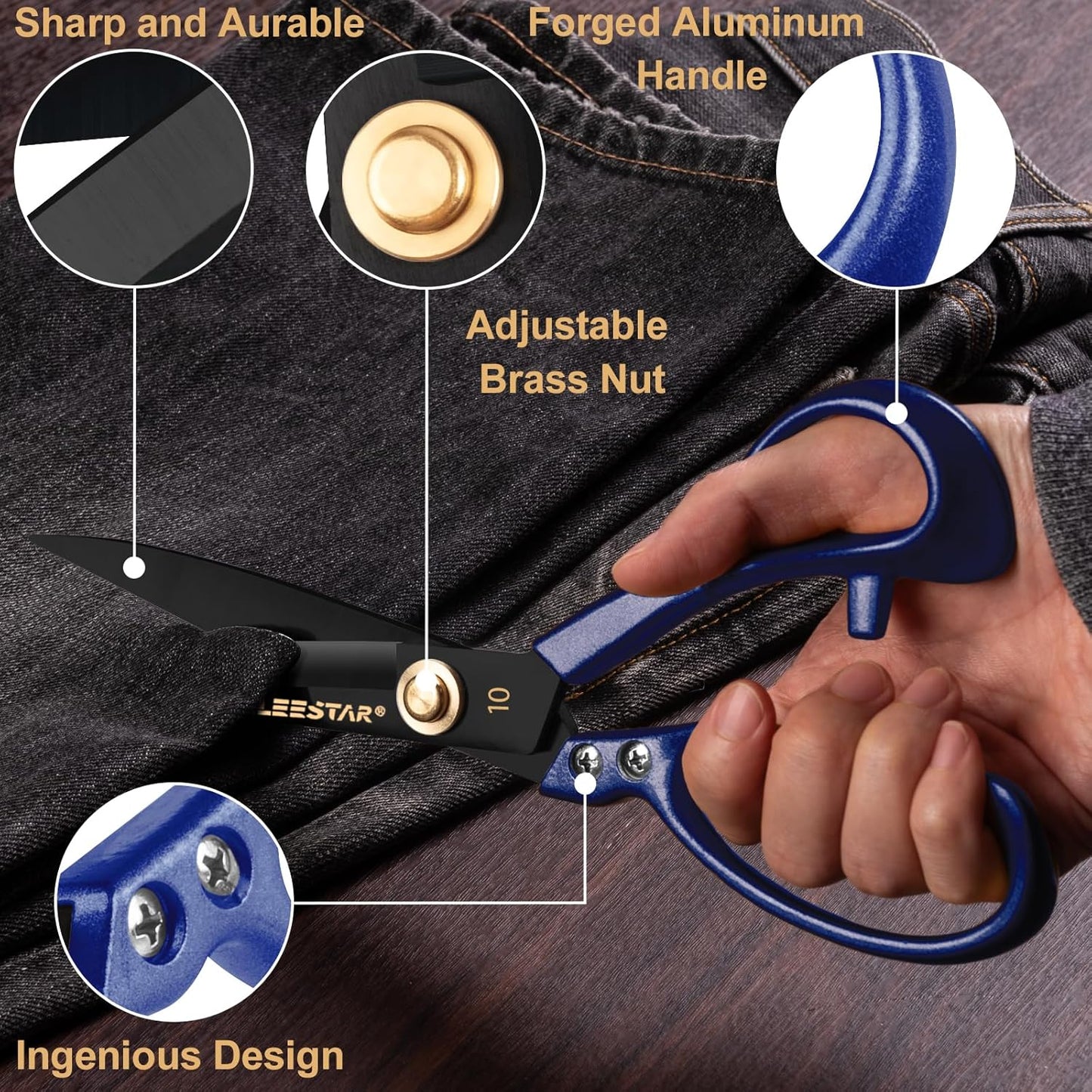 Fabric Scissors 10'' Dressmaker Shears - Professional Grade Dressmaker Shears, Sharpest Sewing Scissors for Denim, Leather, Sewing, Embroidery and Crafts, etc