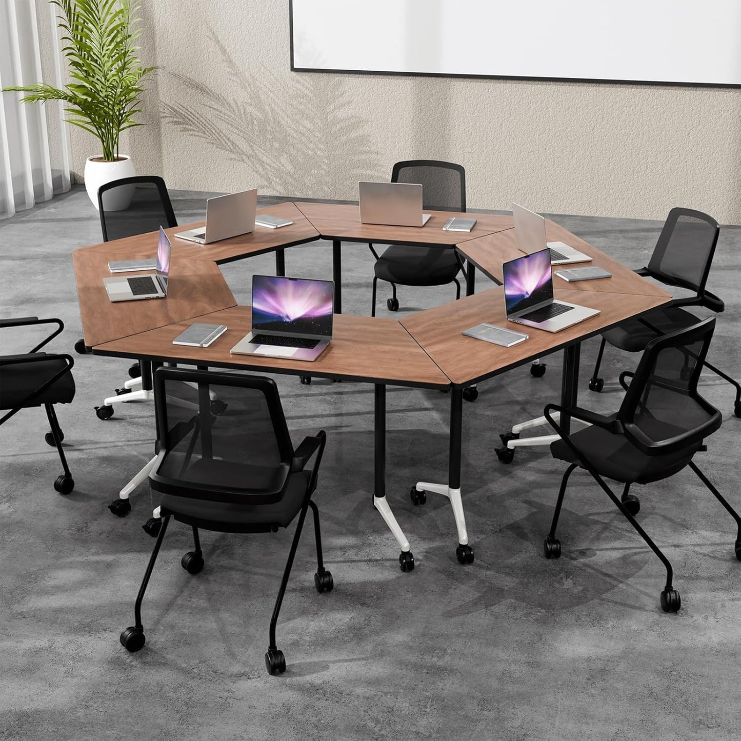 Conference Room Table with Flip-Top Design for Dynamic Meetings, Business Table Computer Desk with Heavy-Duty Frame,Foldable Seminar Meeting Tables for Home Office (4, D, 47.2IN)