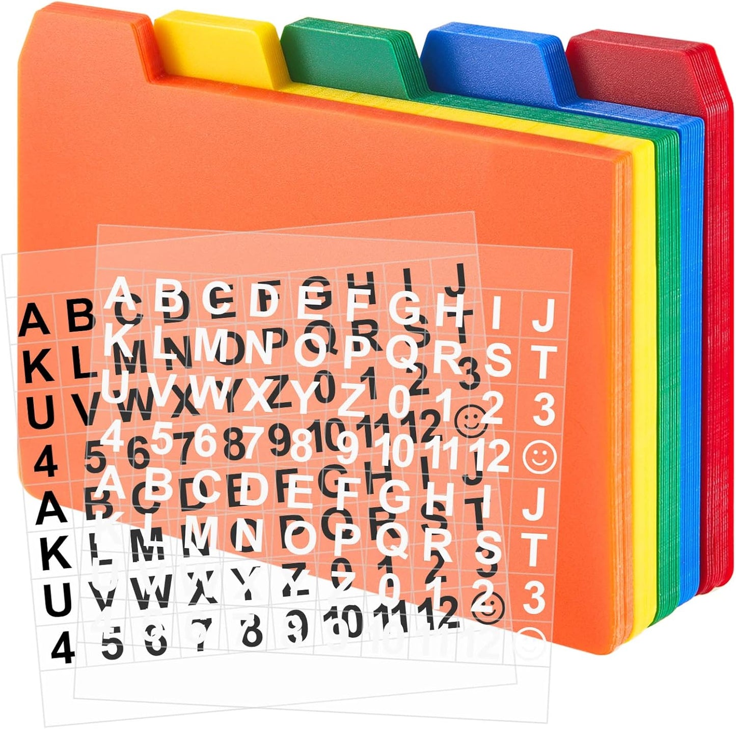 Lewtemi 50 Pcs Index Card Dividers 3 x 5 Inch Index Card Dividers with Tabs Guides with 2 Pcs Alphabet Number Stickers for Office Recipe Business (Assorted Color)