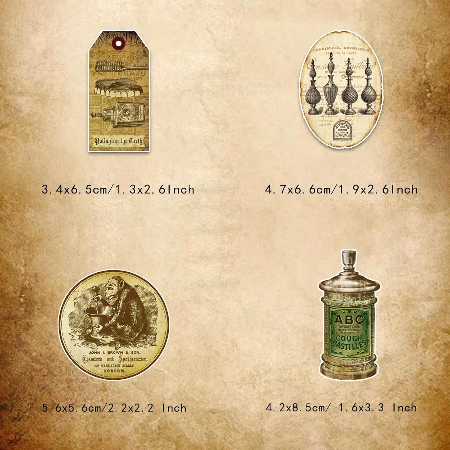 Prstincol 120 Pcs Vintage Apothecary Potion Label Stickers for Journaling, Dark Aesthetic Scrapbook Supplies Ephemera for Junk Journal Bullet Journal DIY Crafts Album Collage