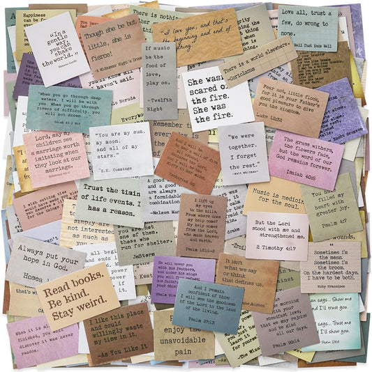 LakoArt 300 Pieces Non-repetitive Retro Typewriter Style Motivational Quote Stickers, Inspirational Vintage Journaling Stickers, Famous Words Scrapbook Sticker for Planner Bullet Junk Journal Laptop