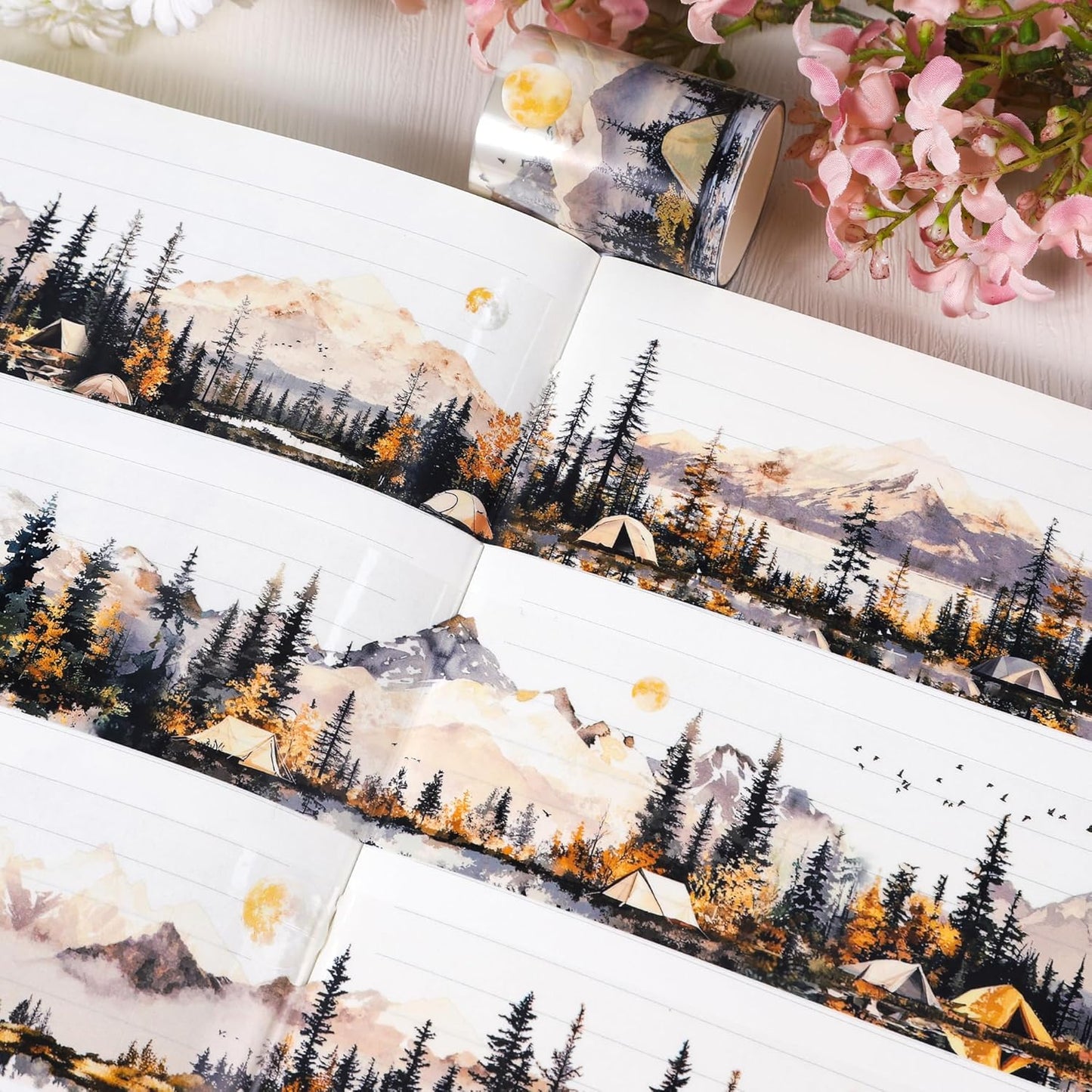 PET Tape for Journal Scrapbooking - Scenery Sunset Journal PET Tape Scrapbook Supplies, Notebook Scrapbook Bottle Crafts Décor