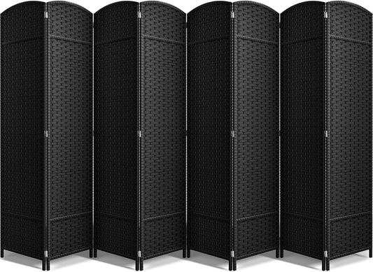 Sorbus 8-Panel Black Room Divider with Double Hinged Panels, 6 ft Tall Folding Privacy Screen
