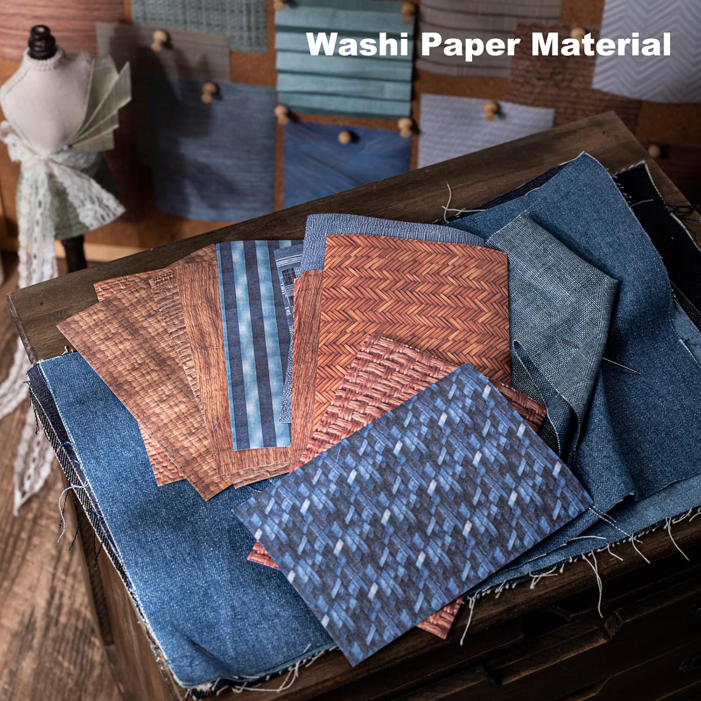 Fabric-Style Washi Sticker Set, 60PCS Vintage Ephemera for Scrapbooking, Journaling, DIY Crafts and Planner Supplies