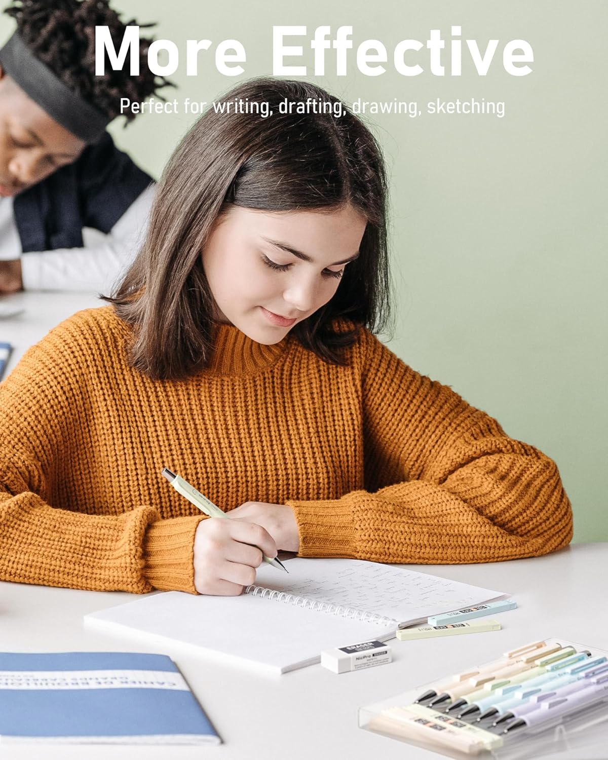 Nicpro 8PCS Pastel Mechanical Pencil 0.5 & 0.7 mm, Cute Fast Click Mechanical Pencils Set with 8 Tubes HB Lead Refills, Erasers for Drafting, School Student Writing, Drawing, Sketching -with Case