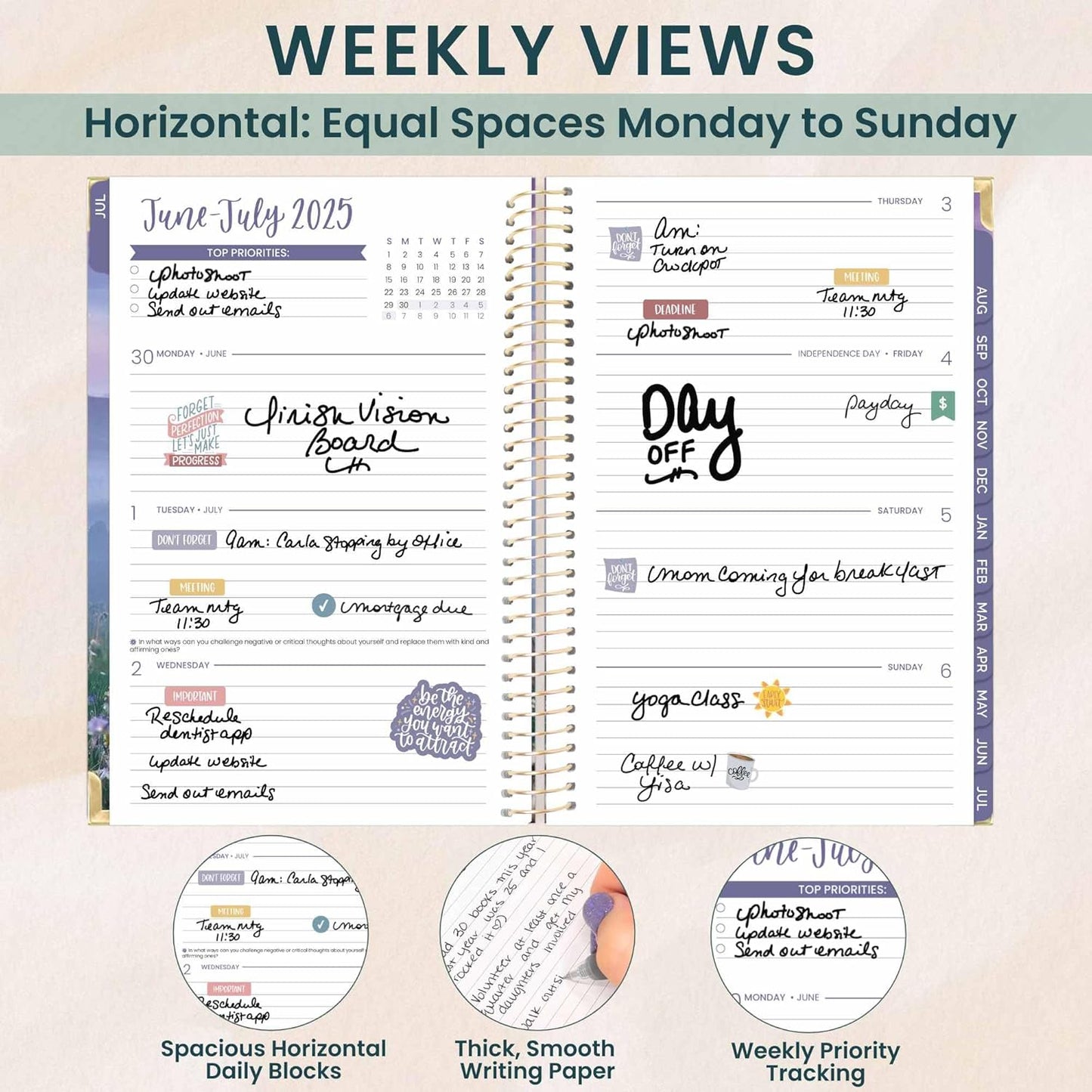 bloom daily planners HARDCOVER 2025-2026 Academic Year Day Planner (July 2025 - July 2026) - A5 Task Goal Organizer - Monthly & Weekly Inspirational Agenda Book - 5.5" x 8.25" - Mystical Mountains