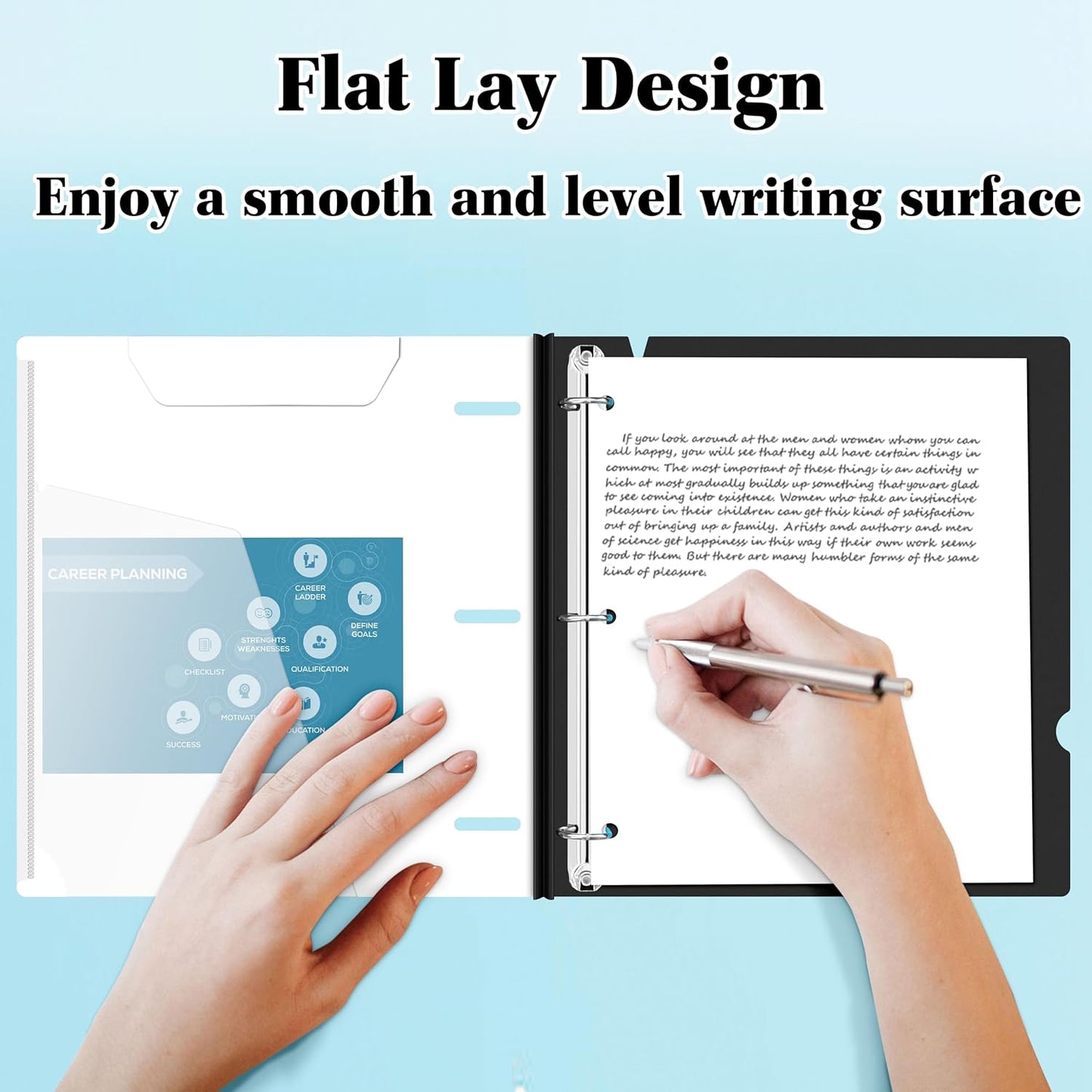 INFUN 1 Inch Telescoping 3 Ring Binder - 4PCS-White, Flexible Binders with Customizable Front Cover and Clear Catalog Pocket, 1Inch Rings, 225 Sheet Capacity