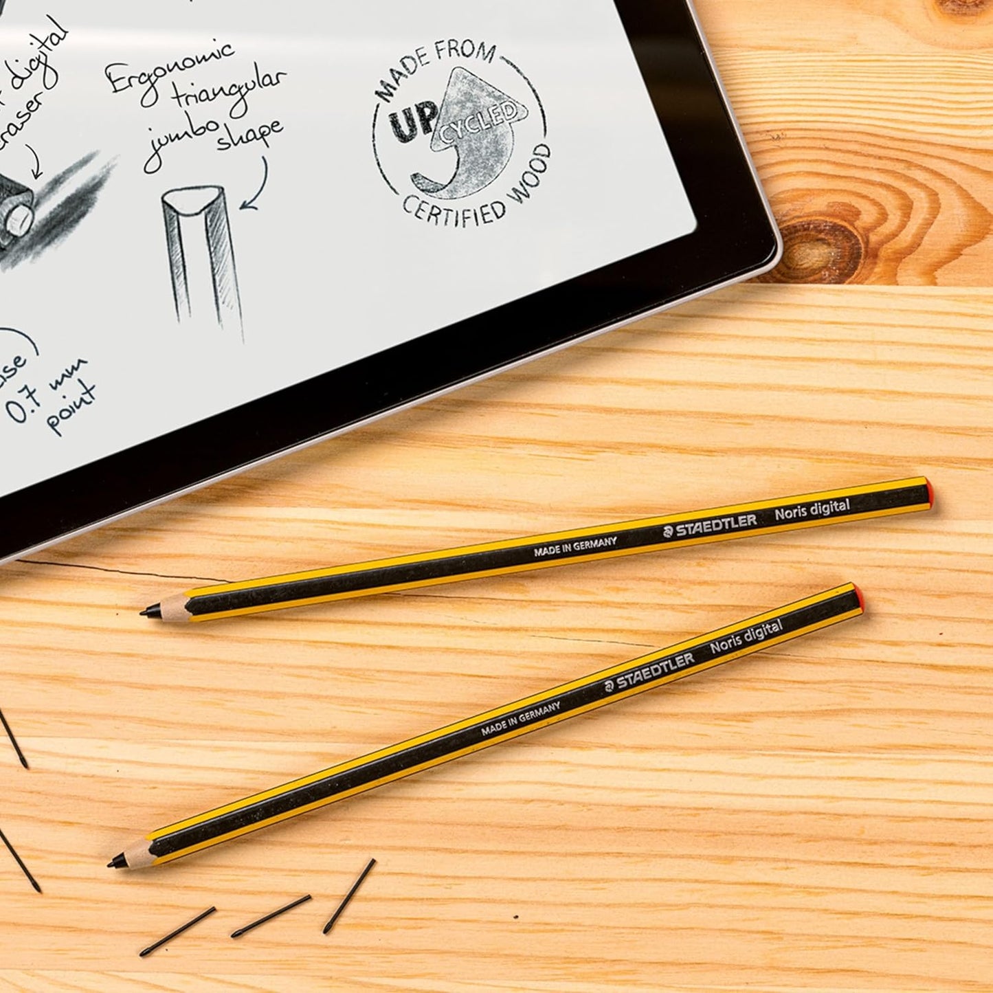 STAEDTLER Noris Classic Digital Stylus Pen: No Charging, EMR Palm Rejection, 4.096 Pressure Levels, Hexagonal Shape, Natural Writing and Drawing on Touchscreen Tablet, Laptop, Phone