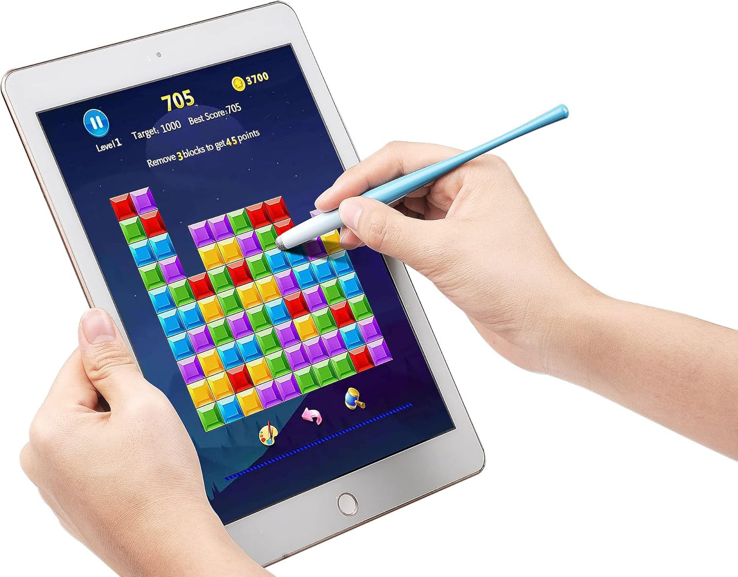 Slim Waist Stylus Pens for Touch Screens, Stylus for iPhone, iPad, Kindle Fire Including 8 Extra Replacement Fiber Tips (Colorful Pink, Purple, Blue, Yellow)