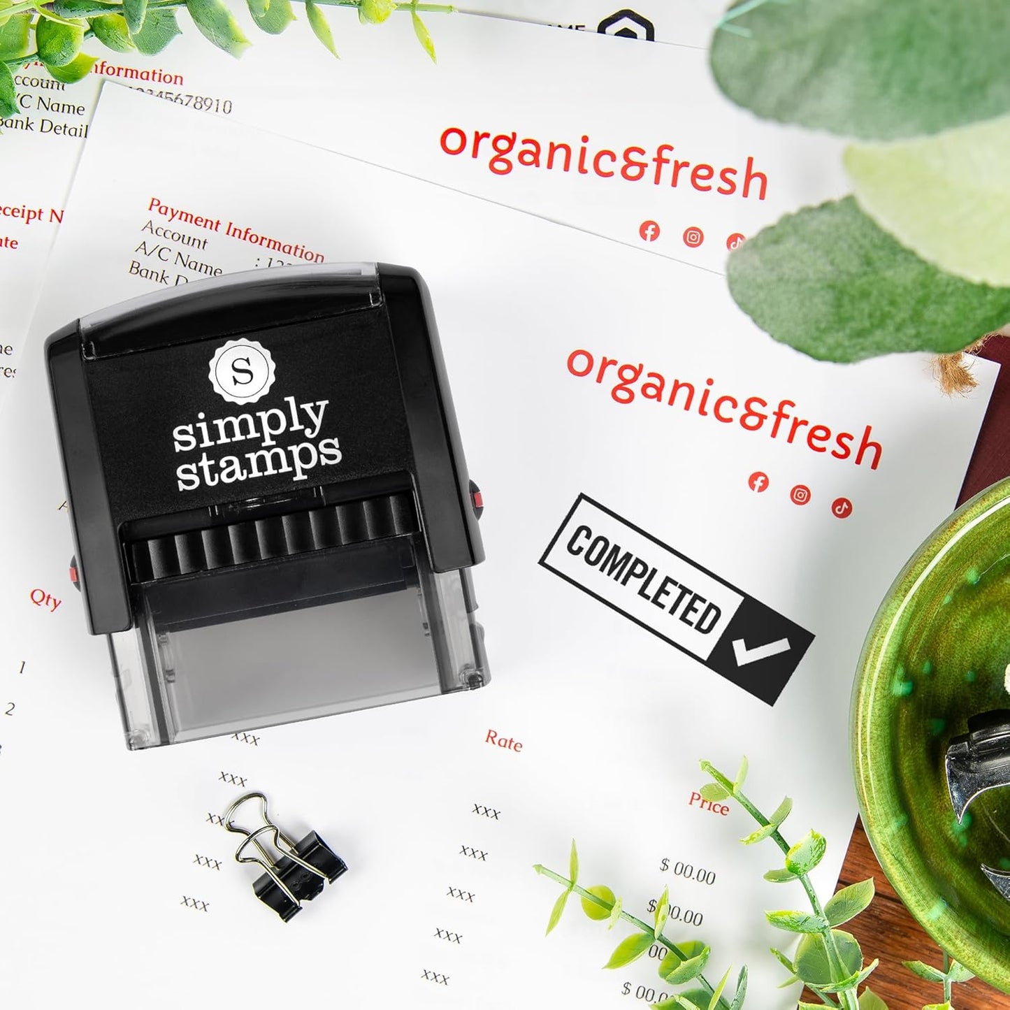 Completed Office Stamp | 4 Different Sizes | 20 Designs | Multiple Color Options | Perfect for Quick Validation of Office Documents (Completed, Medium)