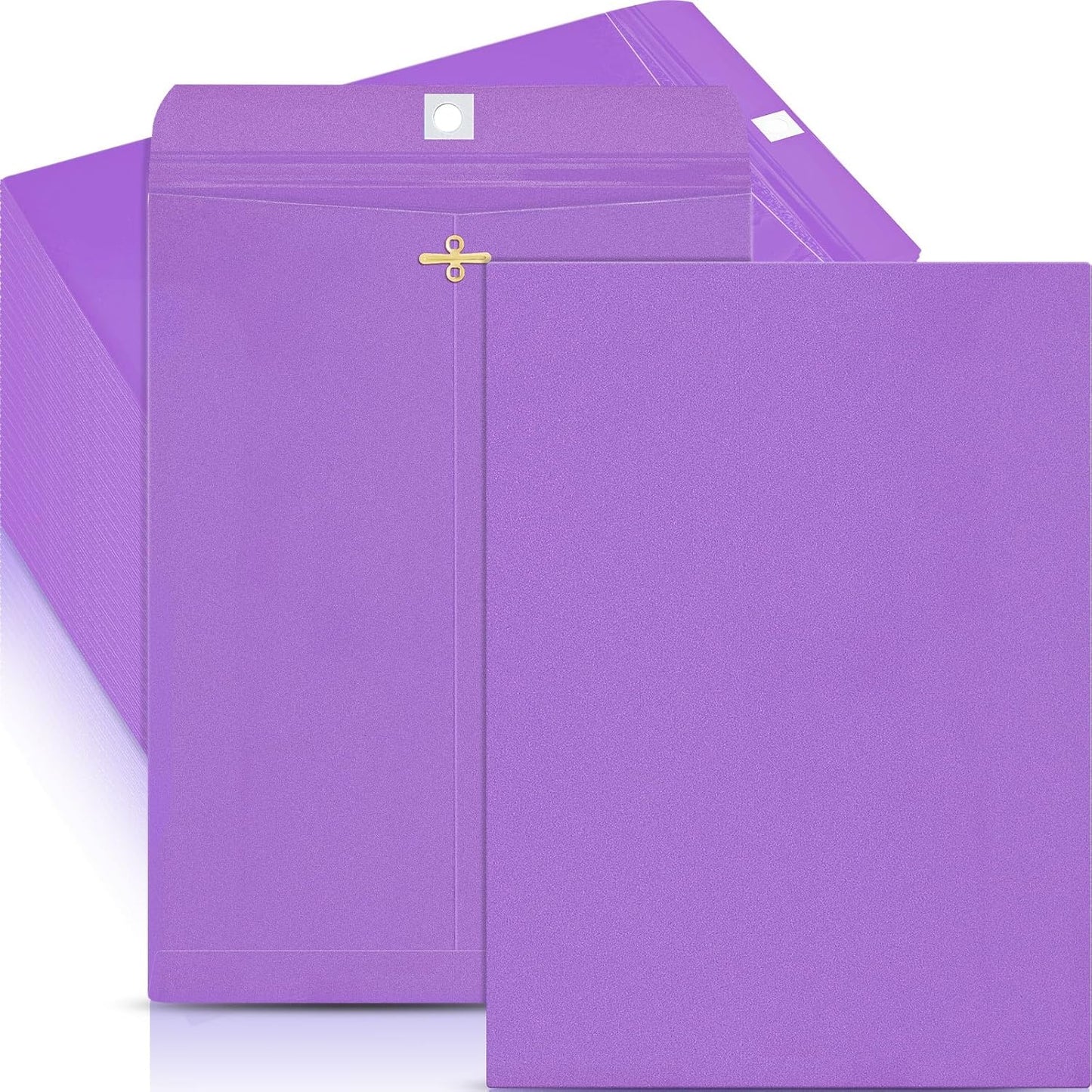Geyee 100 Pcs Clasp Manilla Envelopes 10 x 13 Inch Gummed Colored Envelopes for Storing or Mailing for Home Office Business Supplies(Purple)