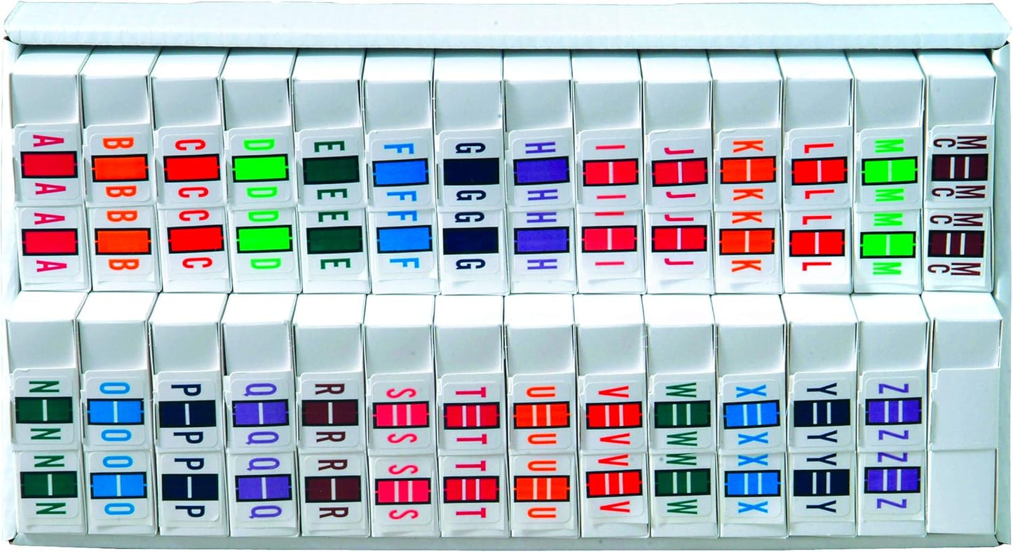 Doctor Stuff - File Folder Labels, Alphabet Letter, Complete Set A-Z Plus Alternate Green Mc, with Tray, Compatible with Smead BCCR/BCCS - TPAM Series, 1" x 1-1/4", 500/Roll