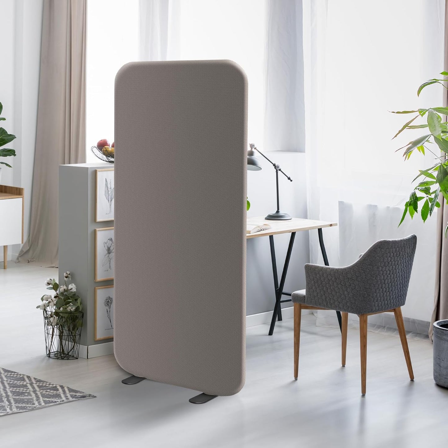 DECOLAB Standing Room Divider Panel, Portable Room Separation Partition for Home, Studio, Classroom, Resraurant, Scratch Resistance, 29"x65", Rock