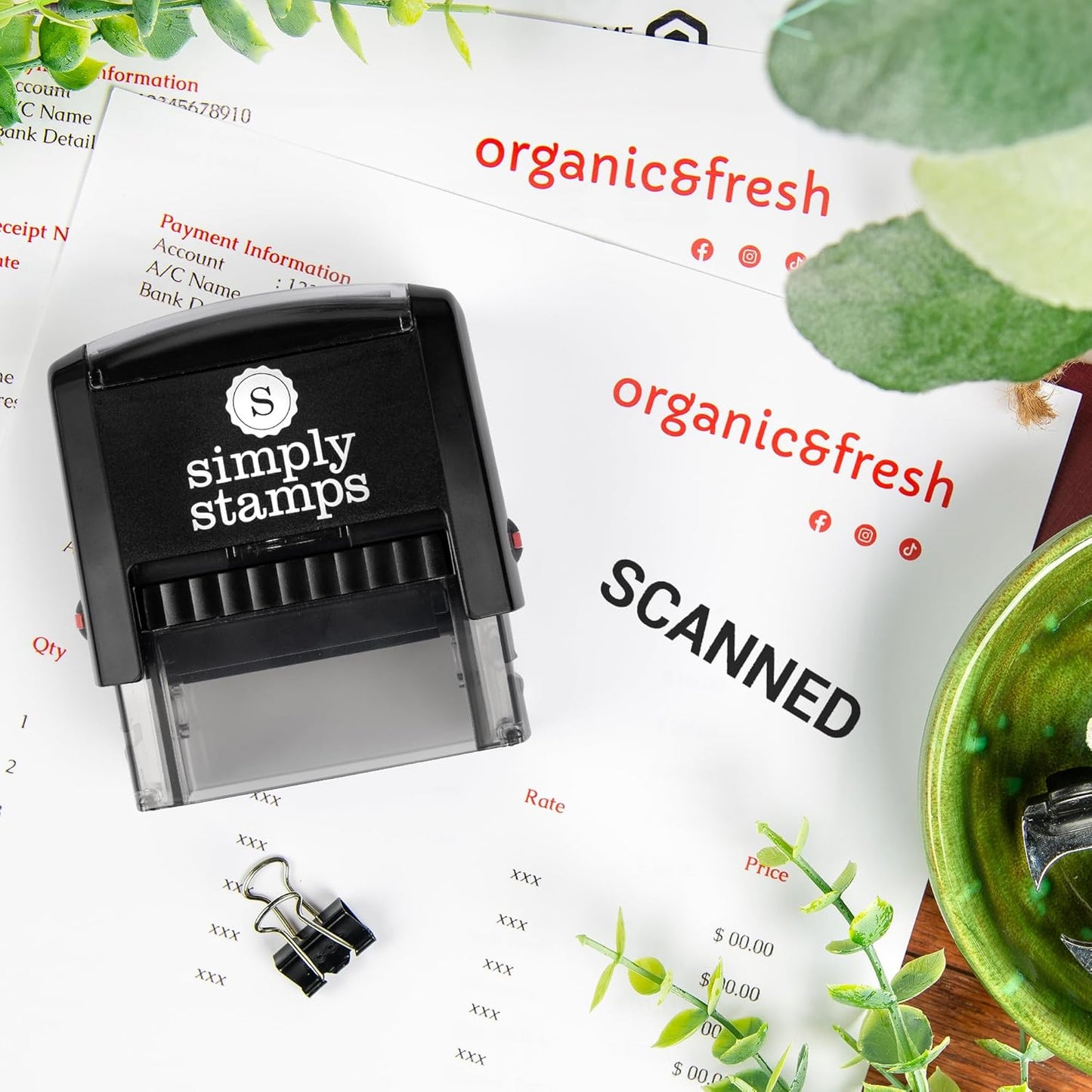 Scanned Office Stamp | 4 Different Sizes | 20 Designs | Multiple Color Options | Perfect for Quick Validation of Office Documents (Scanned, Medium)