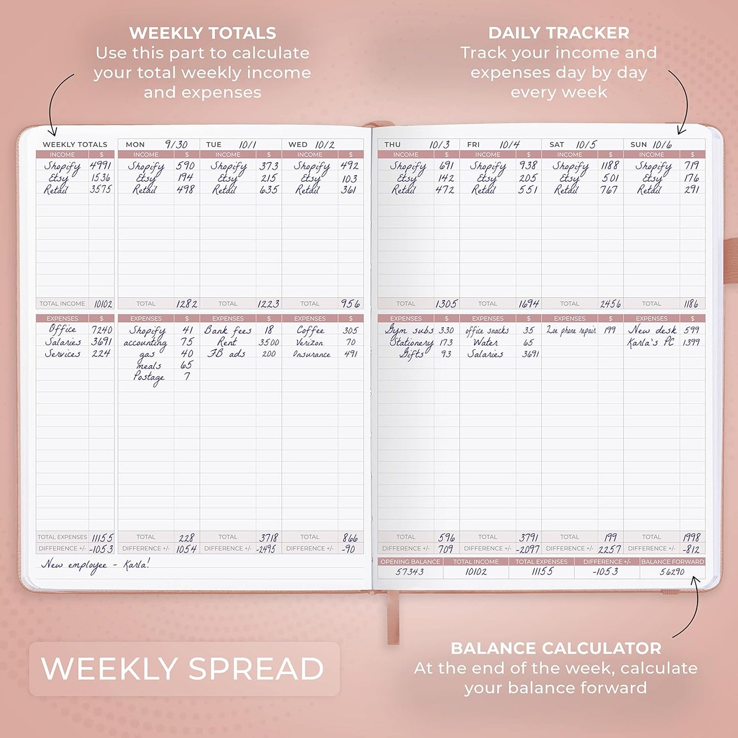 Clever Fox Income & Expense Tracker Large – Accounting & Bookkeeping Ledger Book for Small Business – 2-Year Record Notebook, A4 (Rose Gold)