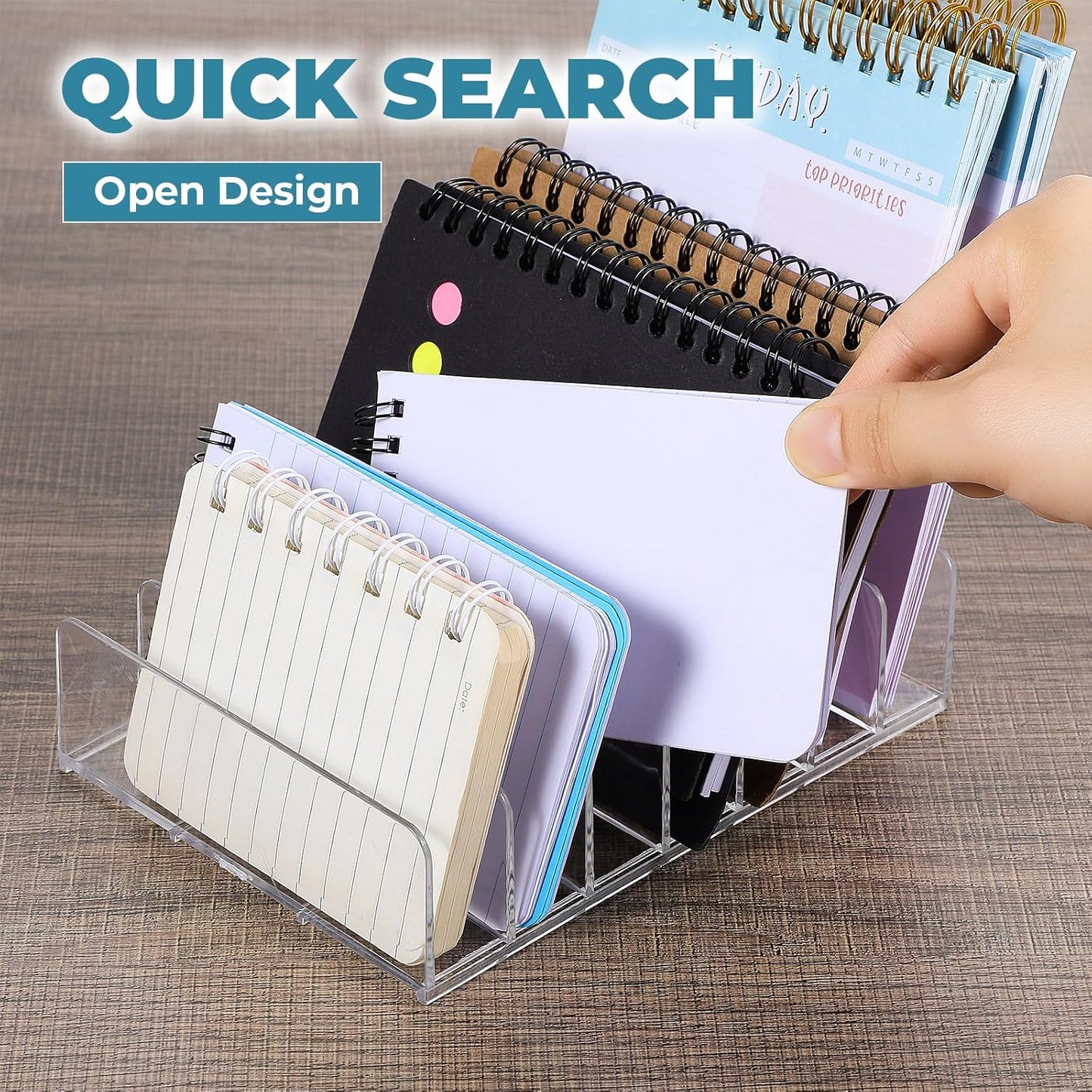 2 Pcs Acrylic Mail Holders, Desktop Organizer Sorters with 7 Compartments, Clear Letter Organizer for Office, Home, School