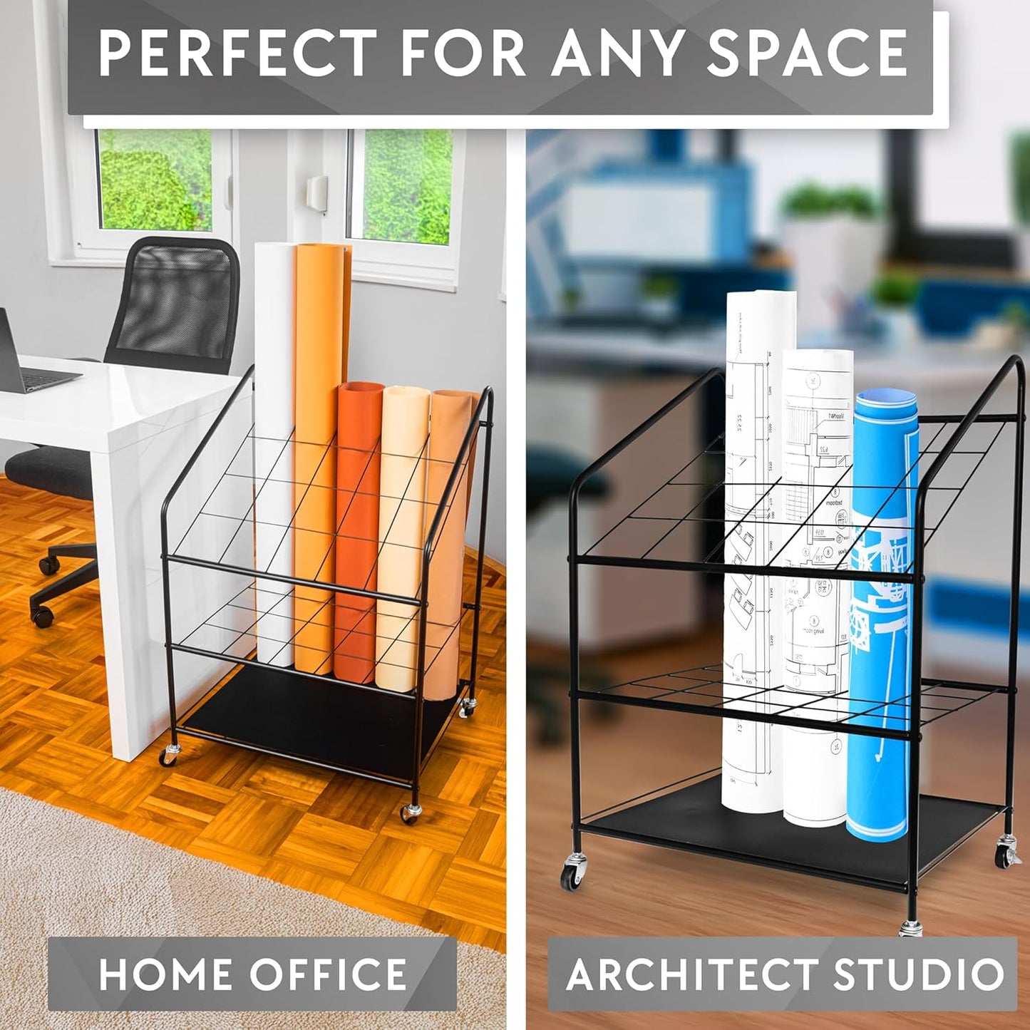 Blueprint Holder Storage Organizer - Blueprint Storage Rack with 20 Compartments - Blue Print Storage Organizer for Posters, Maps, Papers