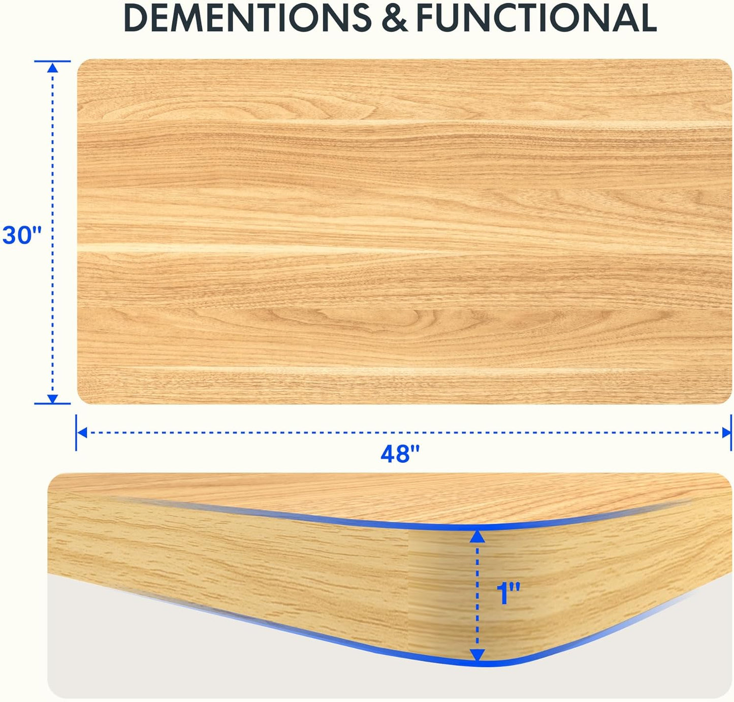 FLEXISPOT One-Piece Electric Standing Desk, 48 x 30 Inches Adjustable Desk with Seamless Desktop, Memory Controller Height Adjustment (White Frame + Maple Desktop, 2 Packages)