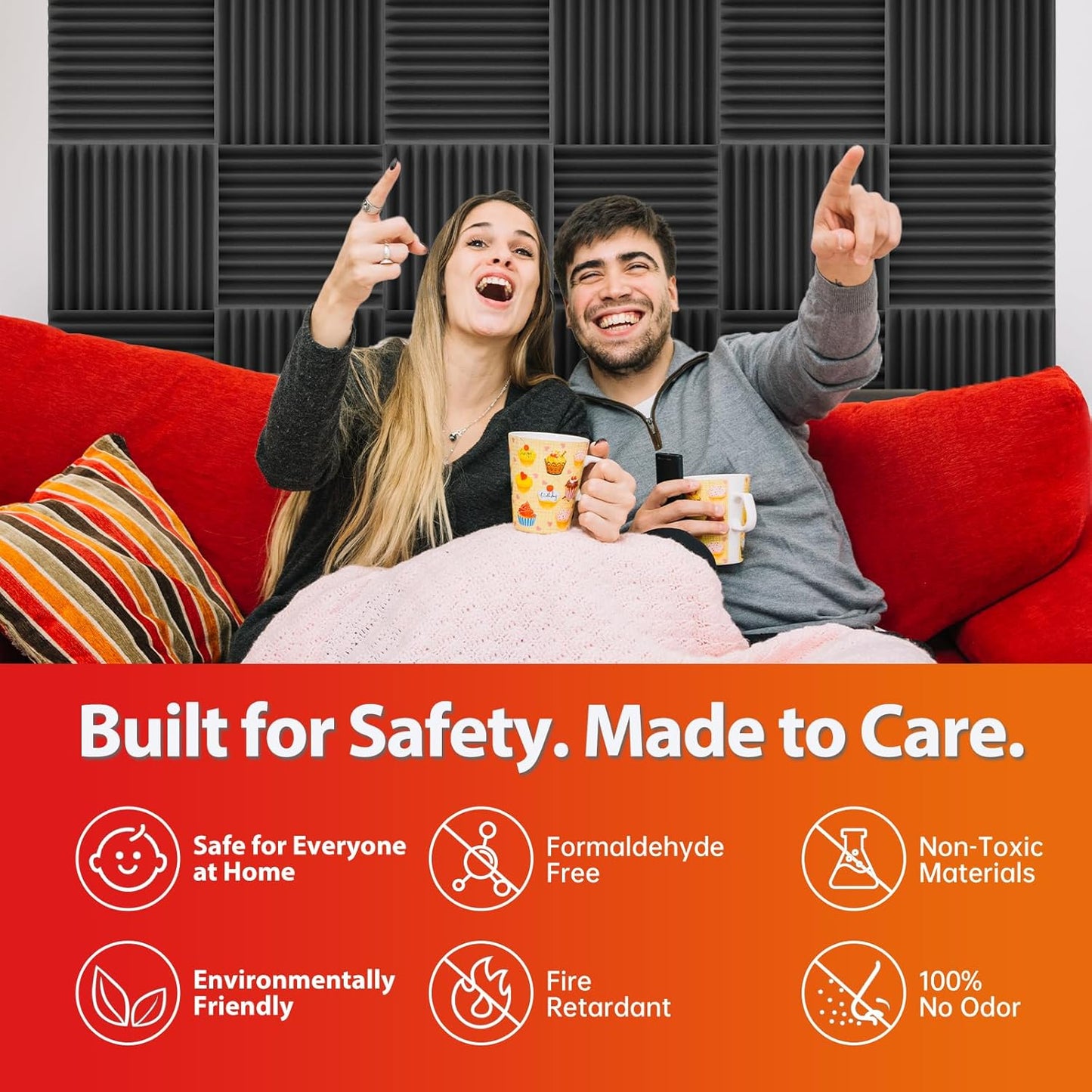 12 Pack Acoustic Panels – Sound Proof Foam Panels for Wall 12"x12"x1", Flame Retardant Wedge Acoustic Foam, High-Density Sound Absorbing Panels for Home Studio(Black, 1" Thick 12 Pack)