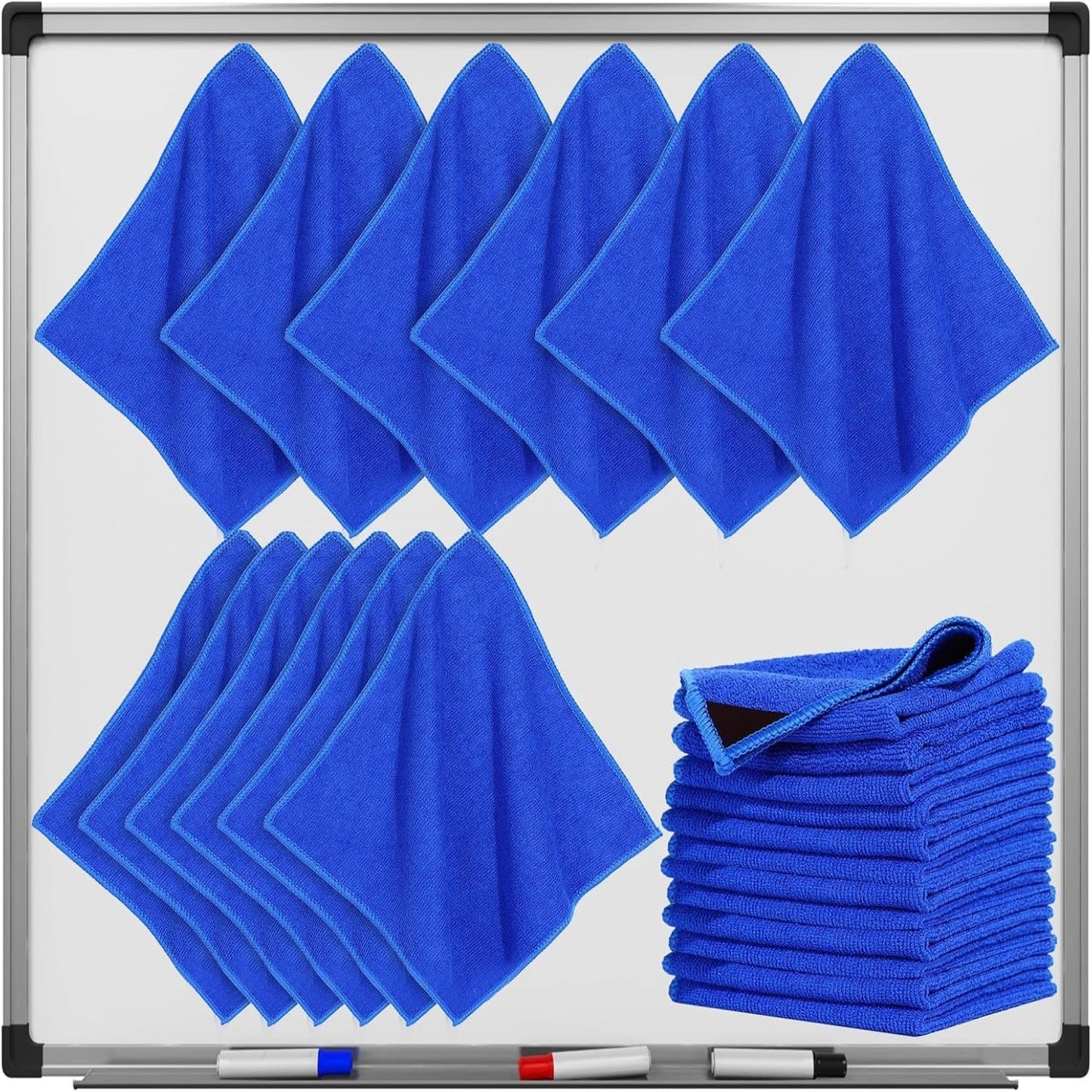 Nuenen 48 Packs Magnetic Cleaning Cloth Microfiber Dry Erase Eraser Magnetic Whiteboard Eraser Reusable Washable Dry Erase Cloth for Office Classroom Home, 10'' x 10''