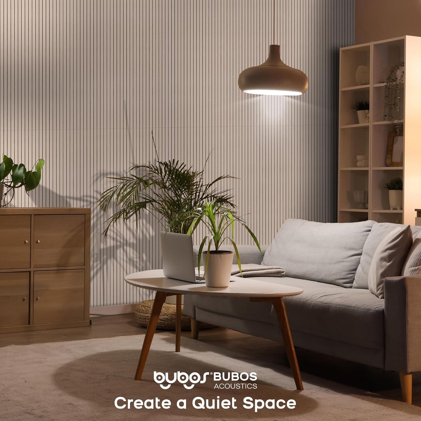 BUBOS 10 Pack Large Acoustic Panels, 48"X 12"X 0.4" Sound Proof Panels for Walls,Decorative Self-Adhesive Acoustical Wall Panels,3D Slat Sound Panels for Home Office Studio (Camel 01)