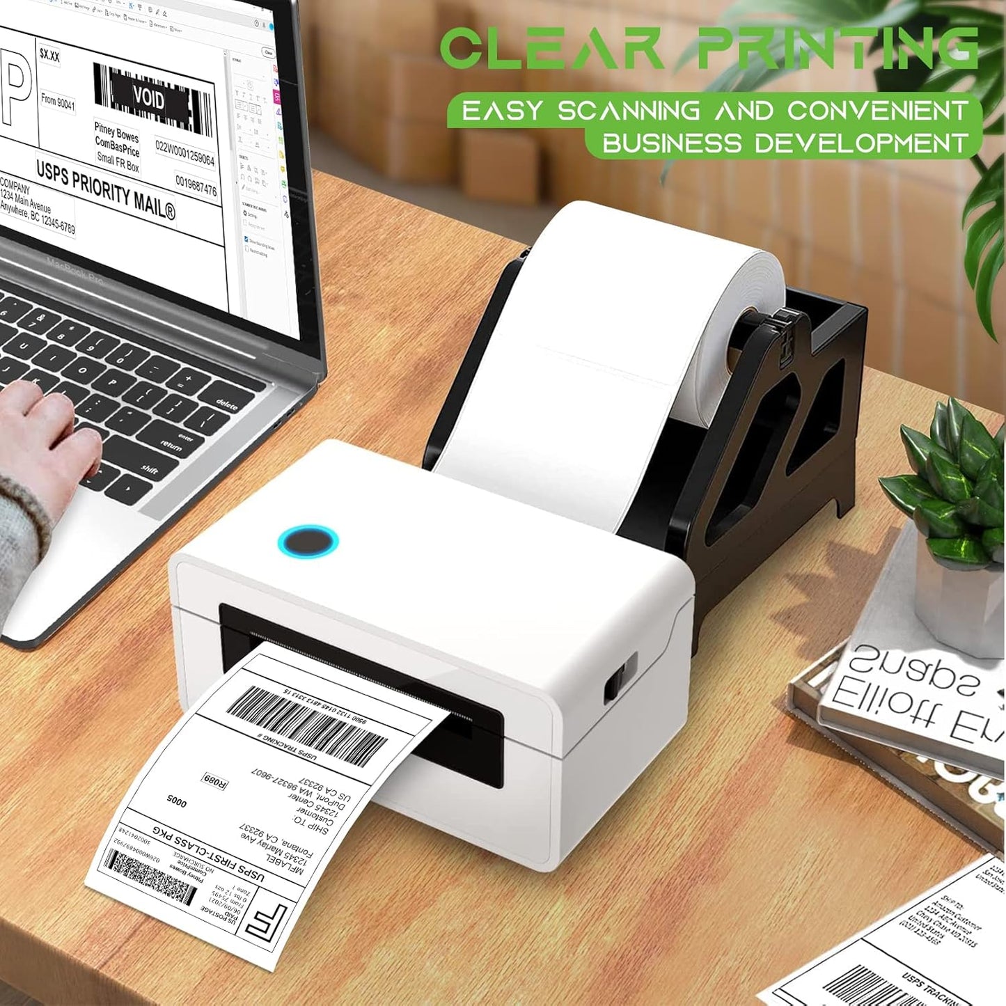 MFLABEL® 100 Rolls of 450 Labels 4x6 Direct Thermal Shipping Labels for Zebra 2844 ZP-450 ZP-500 ZP-505