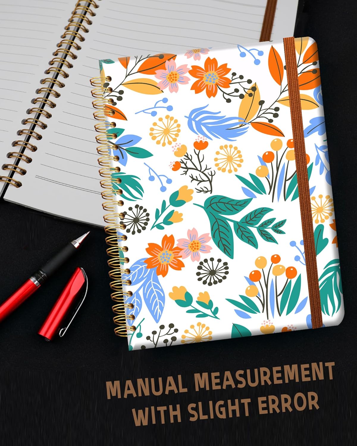 Ruled Spiral Writing Notebook,A5 Hardcover Lined College Journal for Women Lady,Fashion Puppy Watercolor Strong Twin-Wire Binding with Premium Paper,8.4" X 6",Perfect for School,Office,Home Gifts(Colorful Field Floral)